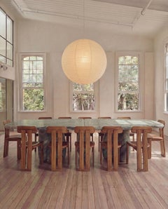 Organic Sculptural XXL Dining Table in Green Marble by MY HABITAT DESIGN