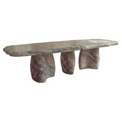 Organic Sculptural XXL Dining Table in Green Marble by MY HABITAT DESIGN