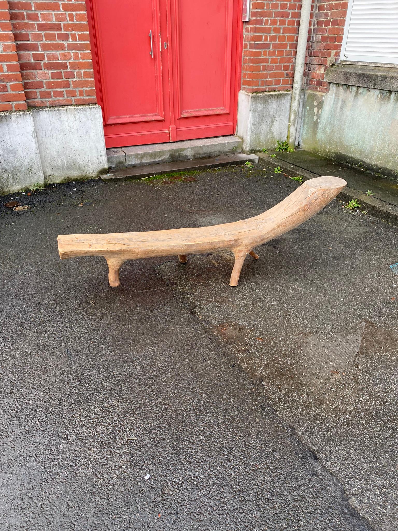 Organic sculpture bench carved from a tree branch around 1970/1980.
