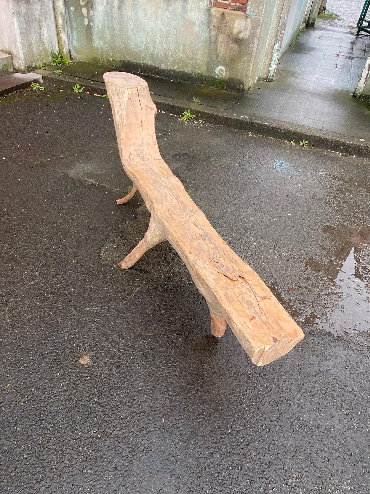 Organic Sculpture Bench Carved from a Tree Branch Around 1970/1980 In Good Condition For Sale In Saint-Ouen, FR