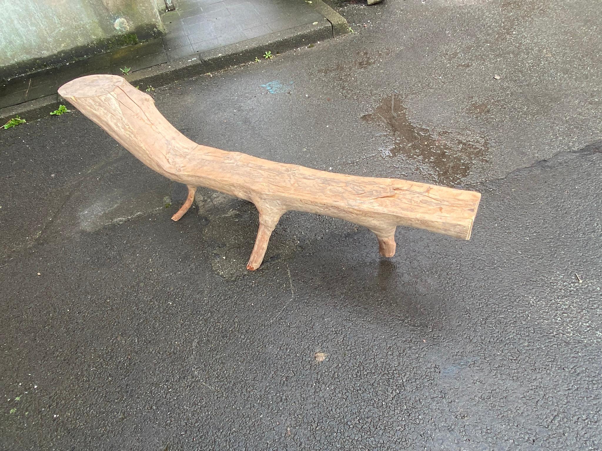 Late 20th Century Organic Sculpture Bench Carved from a Tree Branch Around 1970/1980 For Sale