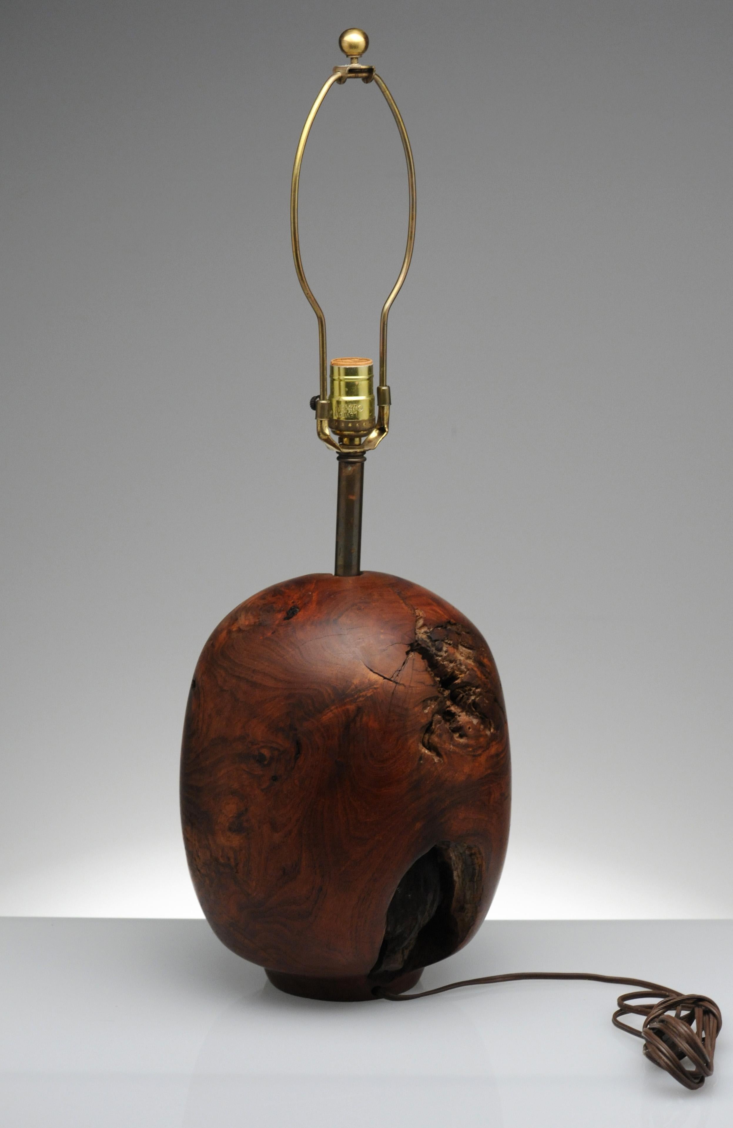 Organic Sculpture Turned Mesquite Table Lamp by Chris Eggers 3
