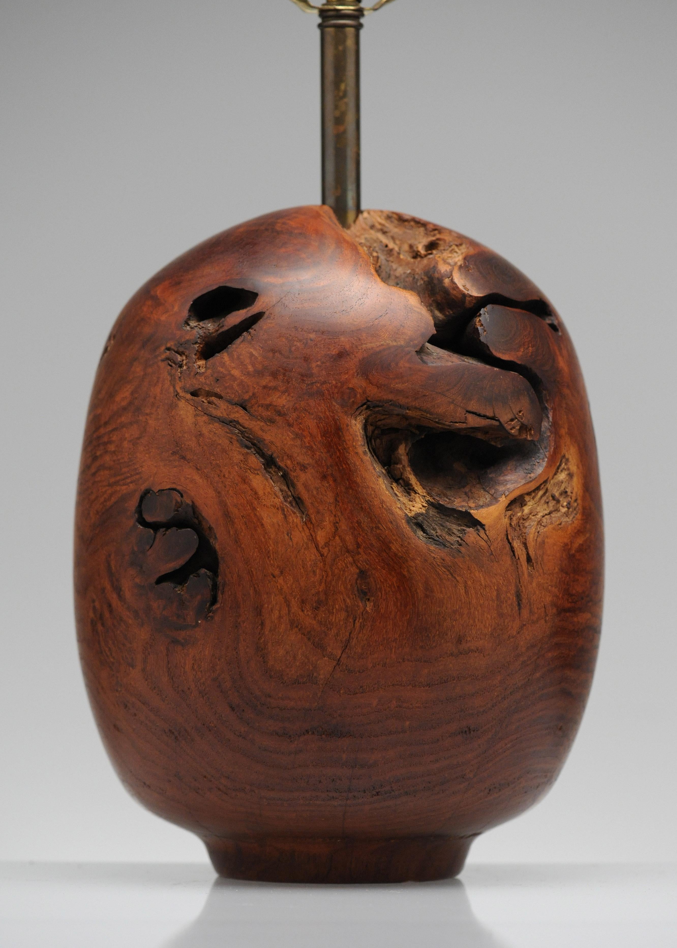 American Organic Sculpture Turned Mesquite Table Lamp by Chris Eggers
