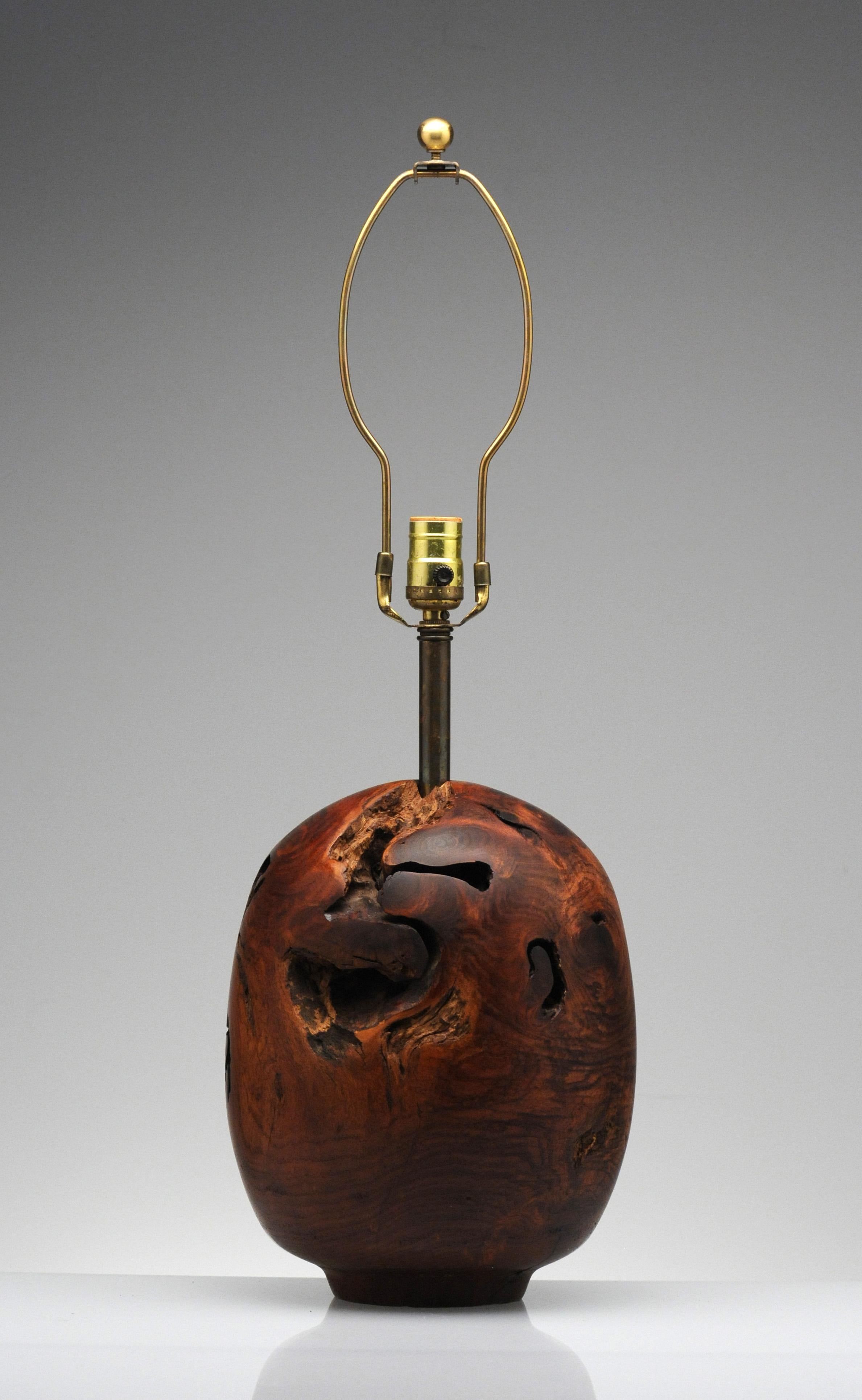 Organic Sculpture Turned Mesquite Table Lamp by Chris Eggers In Good Condition In Washington, DC