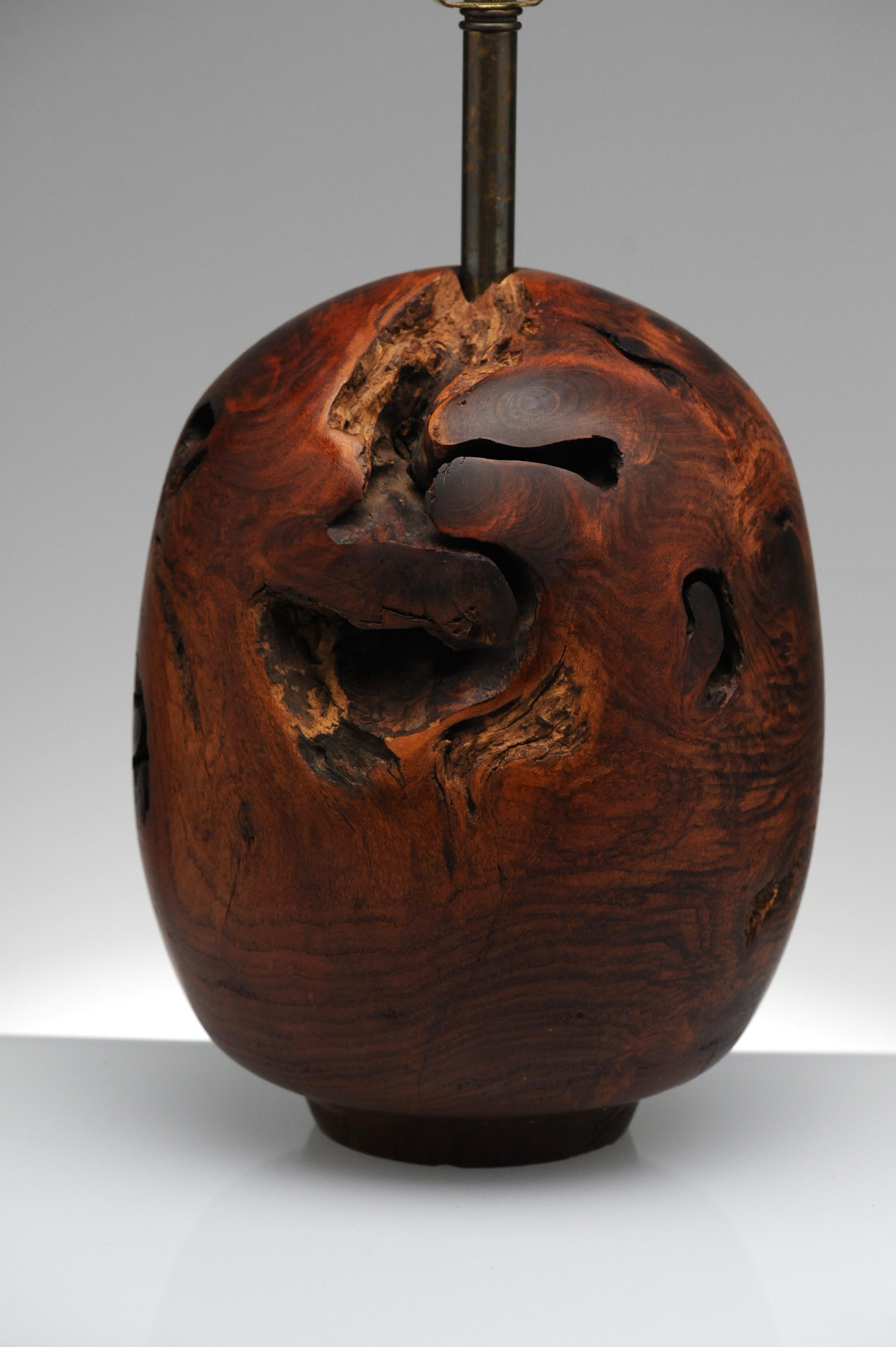 Late 20th Century Organic Sculpture Turned Mesquite Table Lamp by Chris Eggers