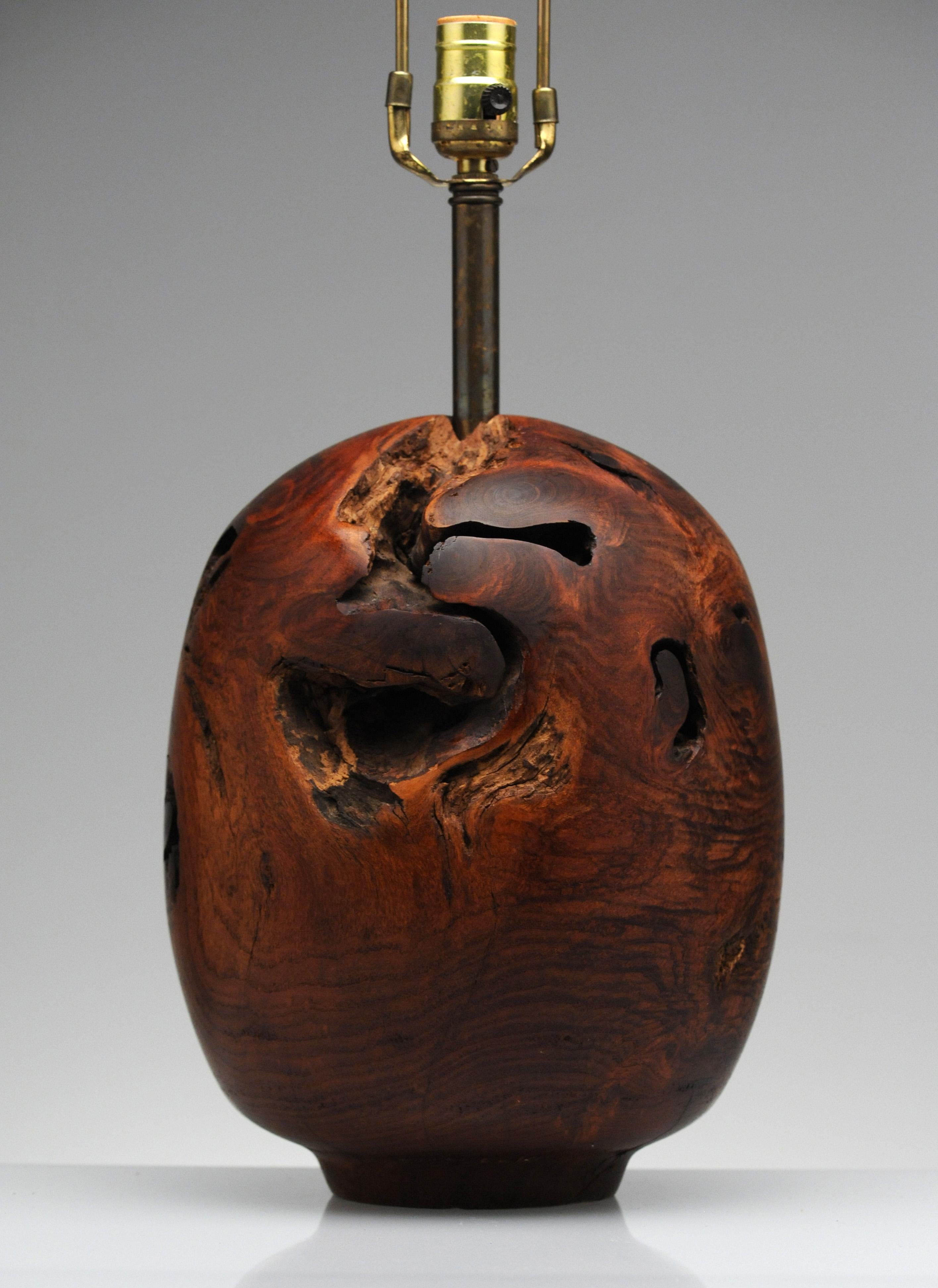 Wood Organic Sculpture Turned Mesquite Table Lamp by Chris Eggers