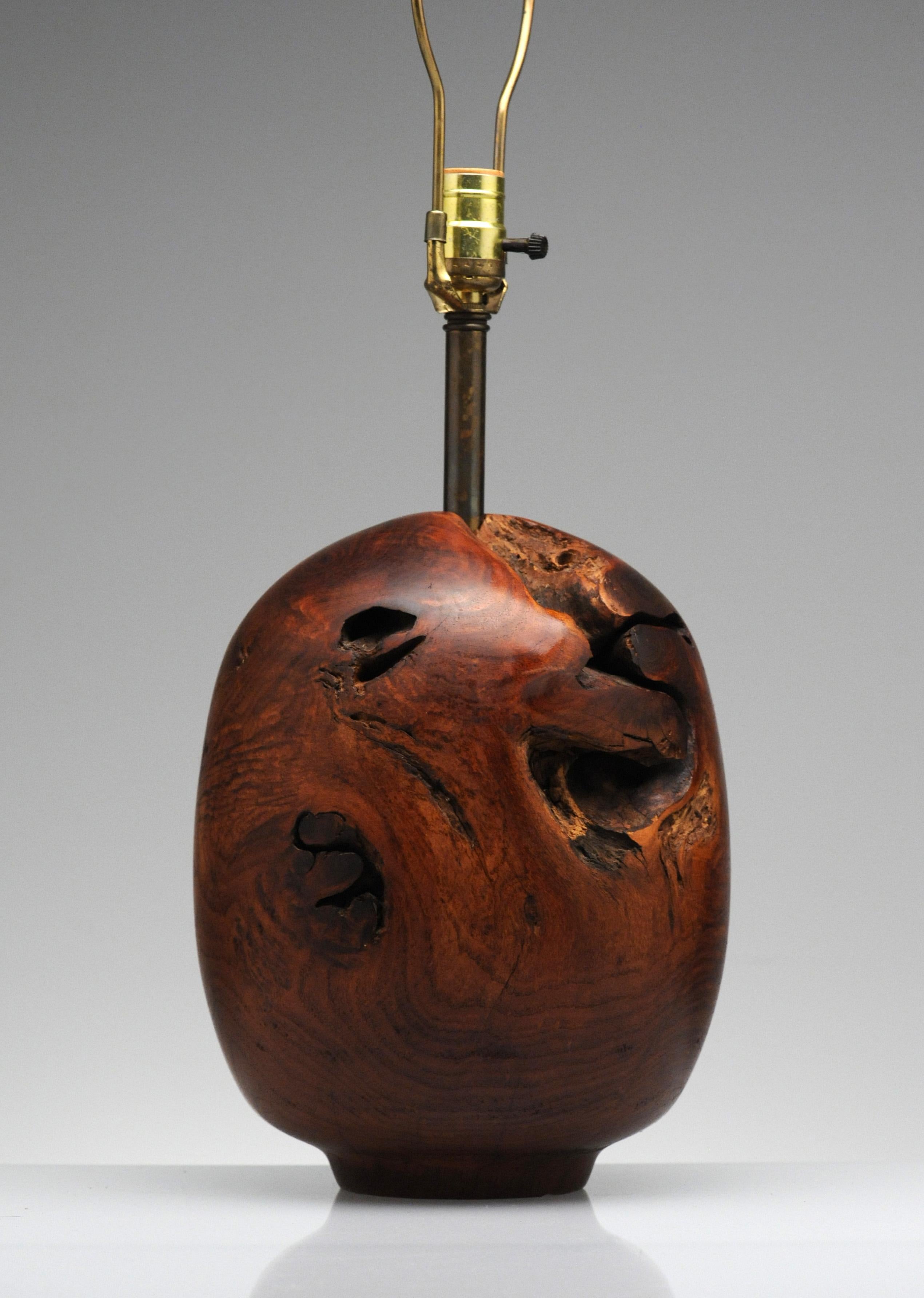 Organic Sculpture Turned Mesquite Table Lamp by Chris Eggers 1