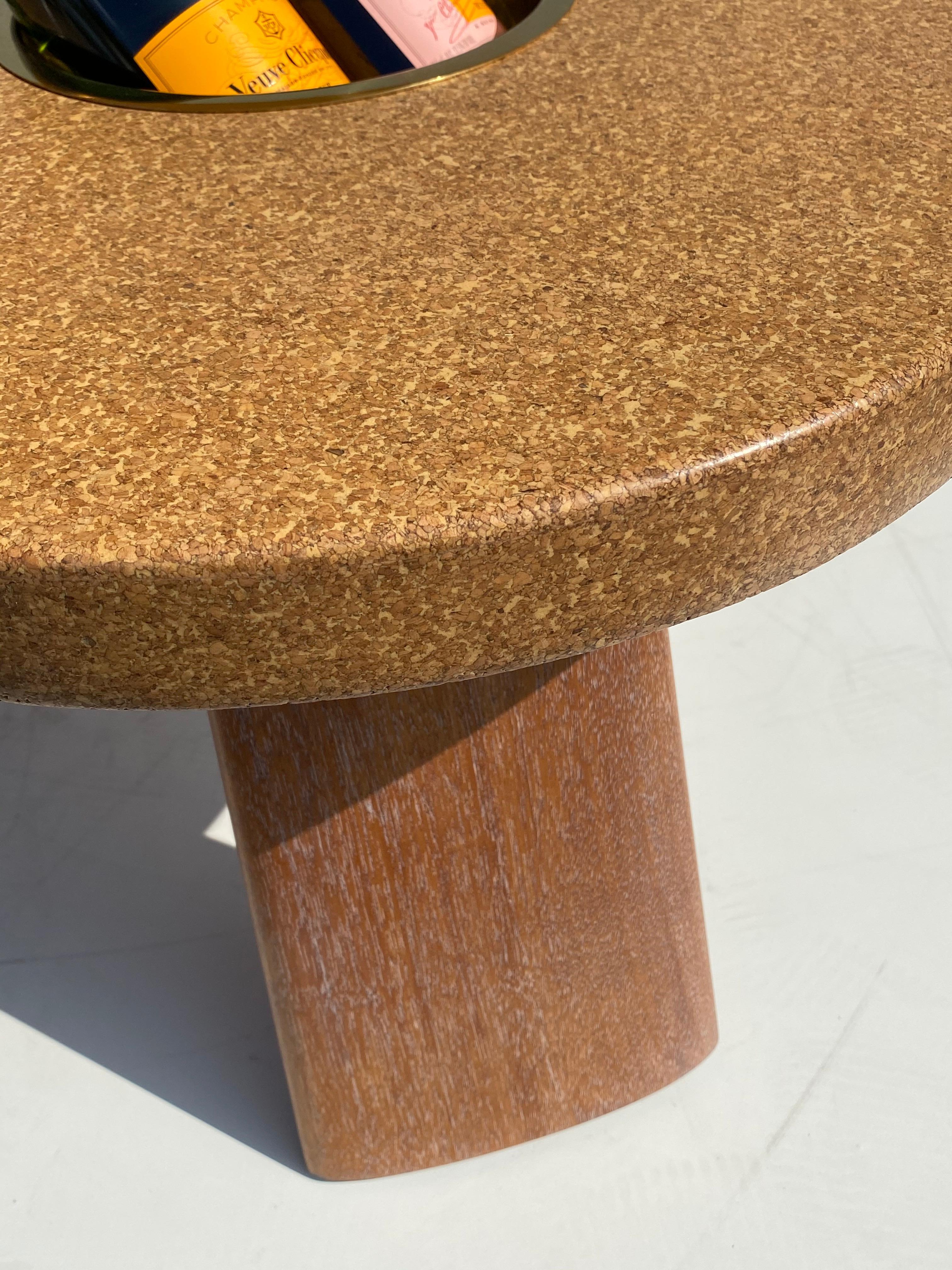 Organic Shape Cork and Mahogany Coffee Table with Planter 3