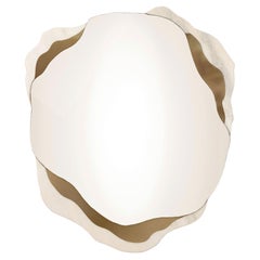 Organic shape Estremoz marble bronzed brass Arizona small mirror by InsidherLand