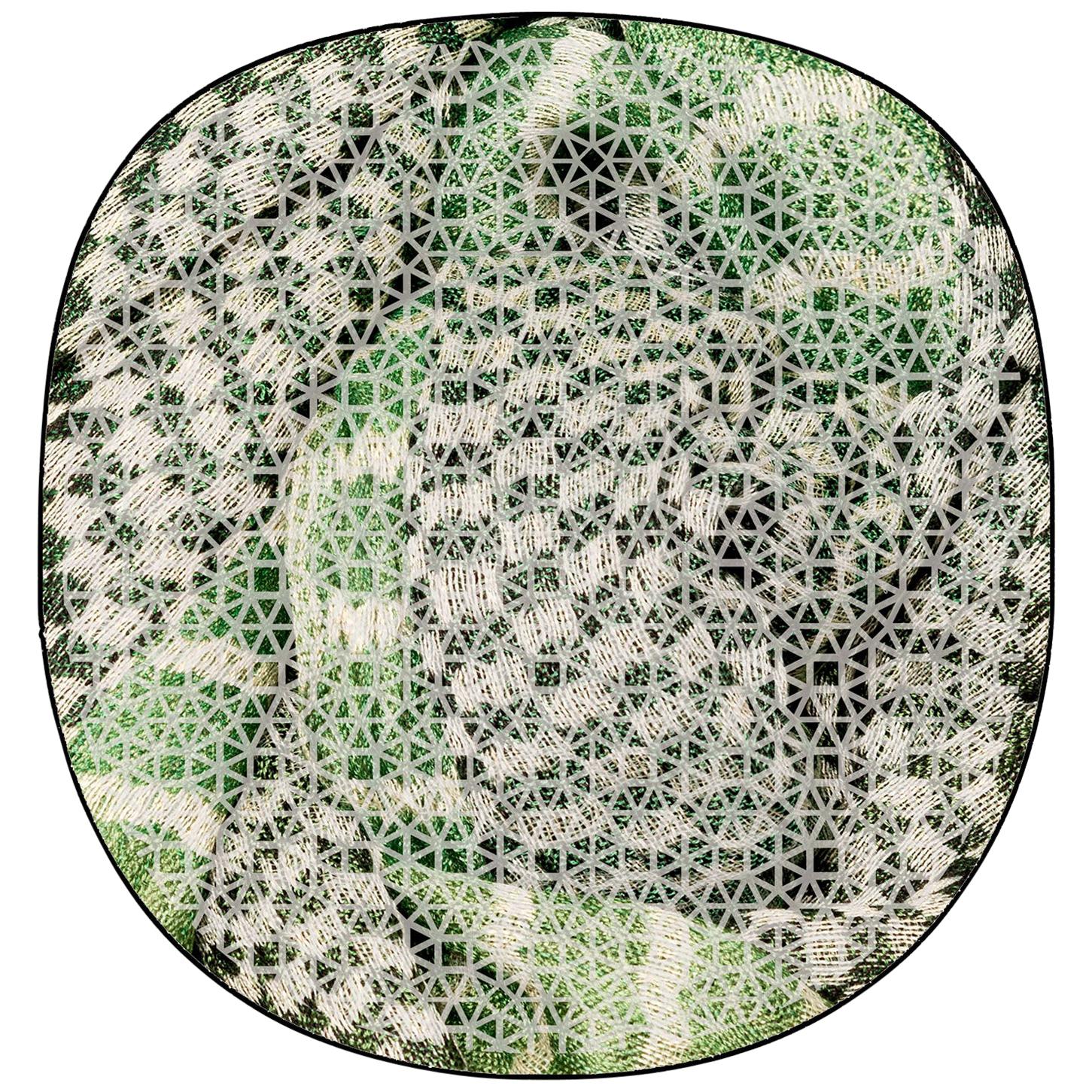 21st Century Organic Shape Resistant Green Rug by Deanna Comellini 190x200 cm