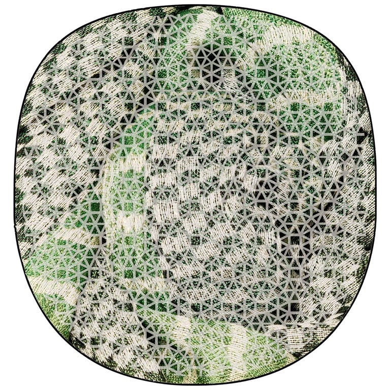 21st Century Organic Shape Resistant Green Rug by Deanna Comellini 190x200 cm For Sale