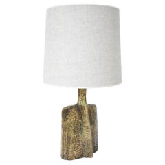 Organic shape grey green ceramic lamp, 1970s