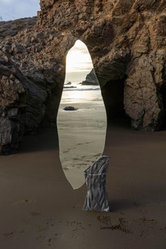 Organic Shape Mirror with Irregular Marble Base by Andres Monnier