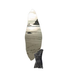 Organic Shape Mirror with Irregular Marble Base by Andres Monnier