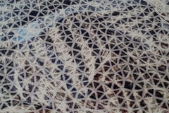 Organic Shape Rug Grey Beige Red Hues by Deanna Comellini 233x245 cm