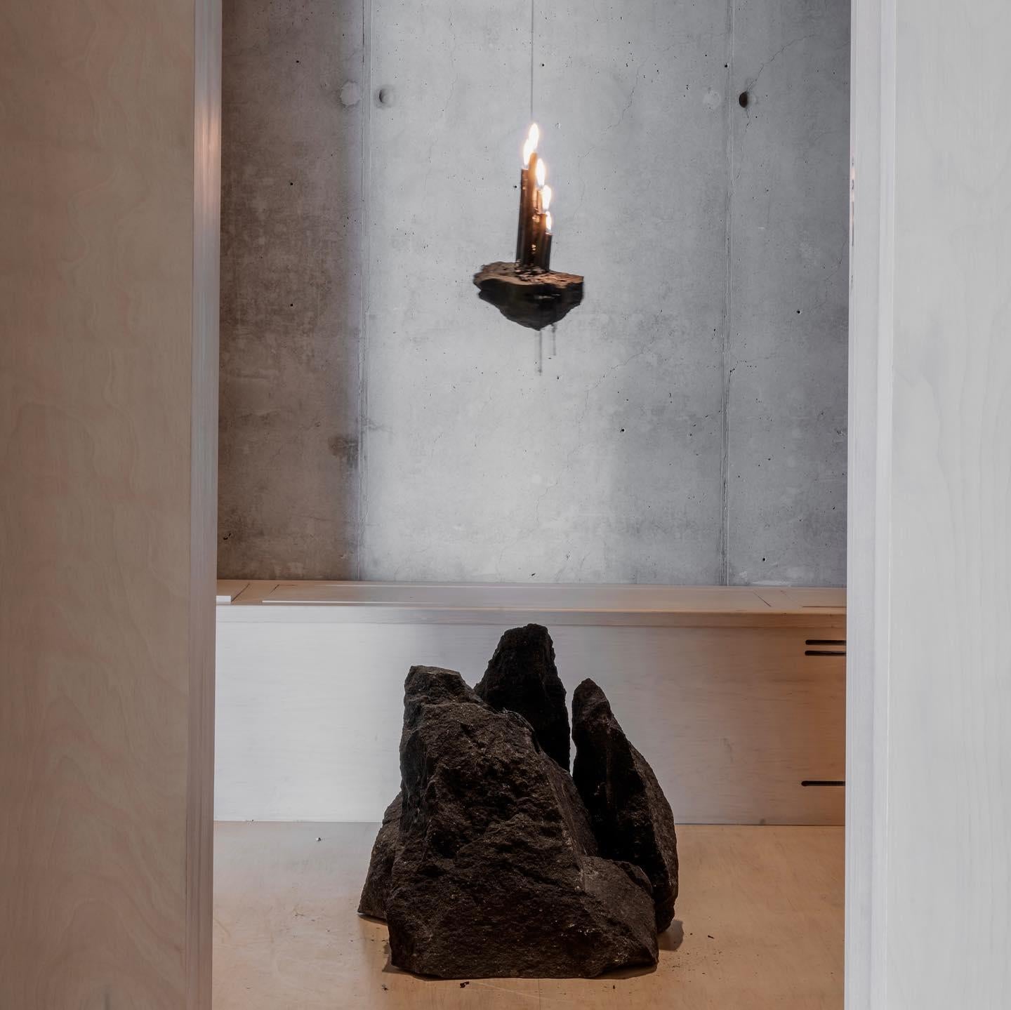 Organic Shape White Quarry Stone Candleholder by Andres Monnier For Sale 1