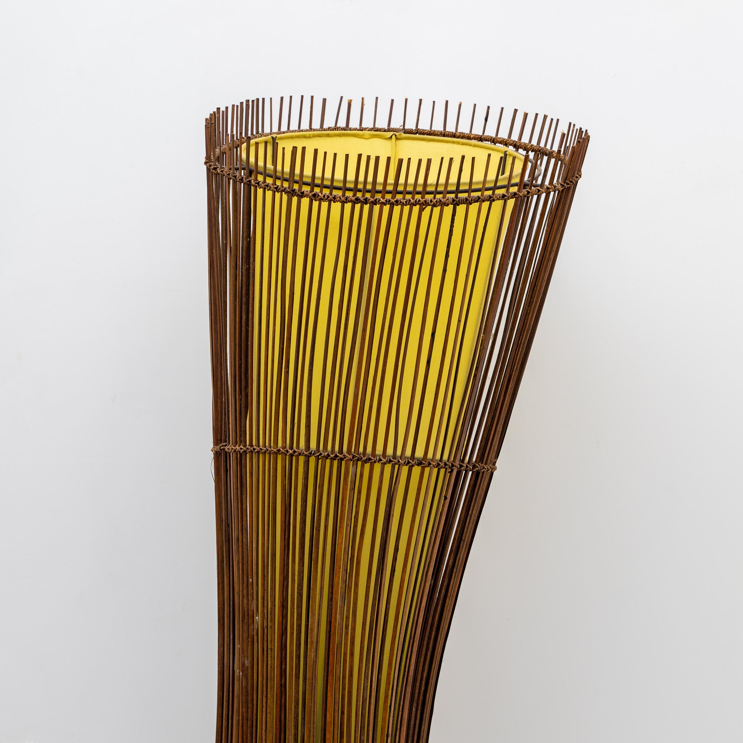 Mid-Century Modern Organic Shaped Bamboo Floor Lamp 