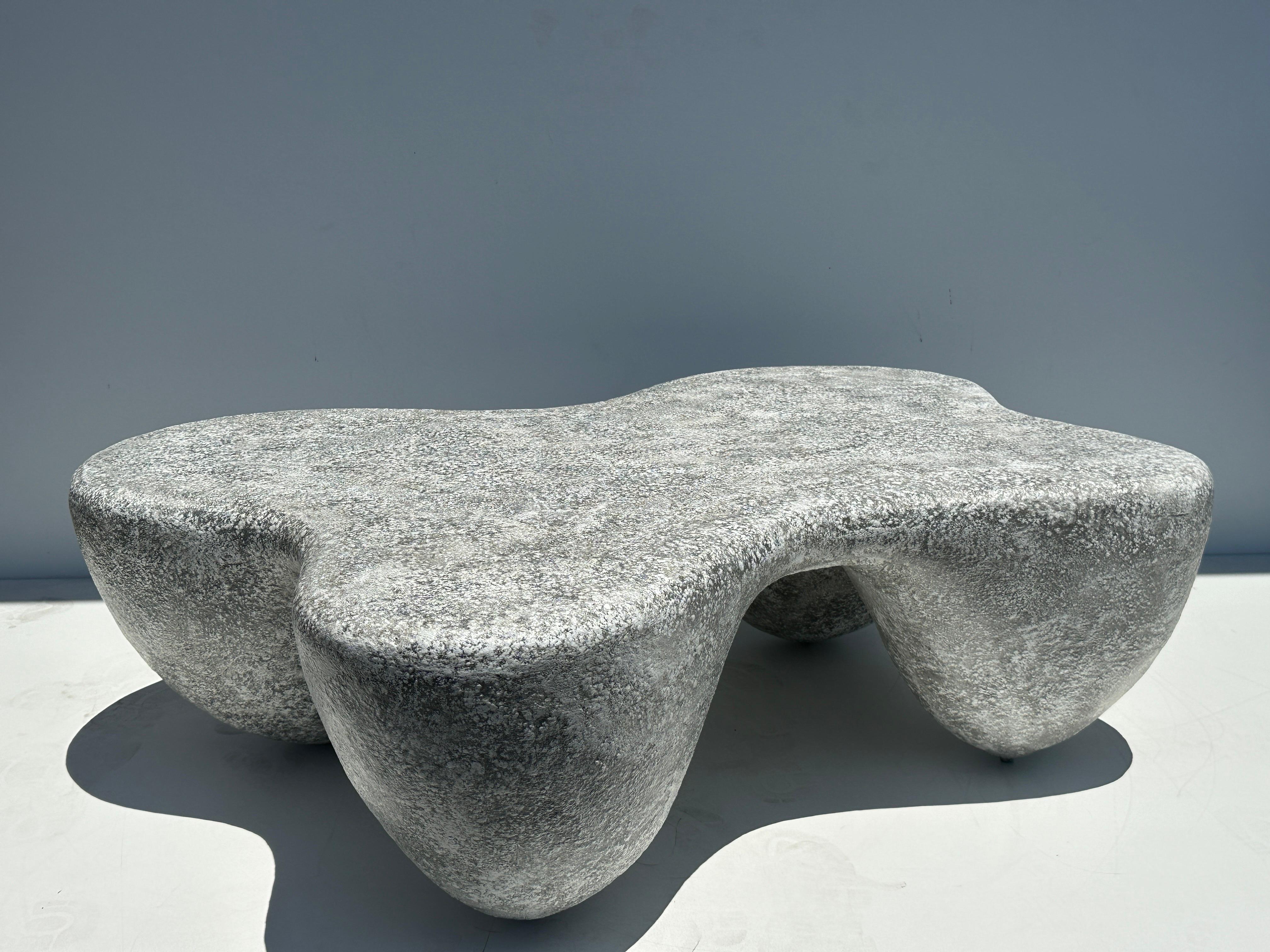 Organic Shaped Faux Concrete Coffee Table For Sale 4