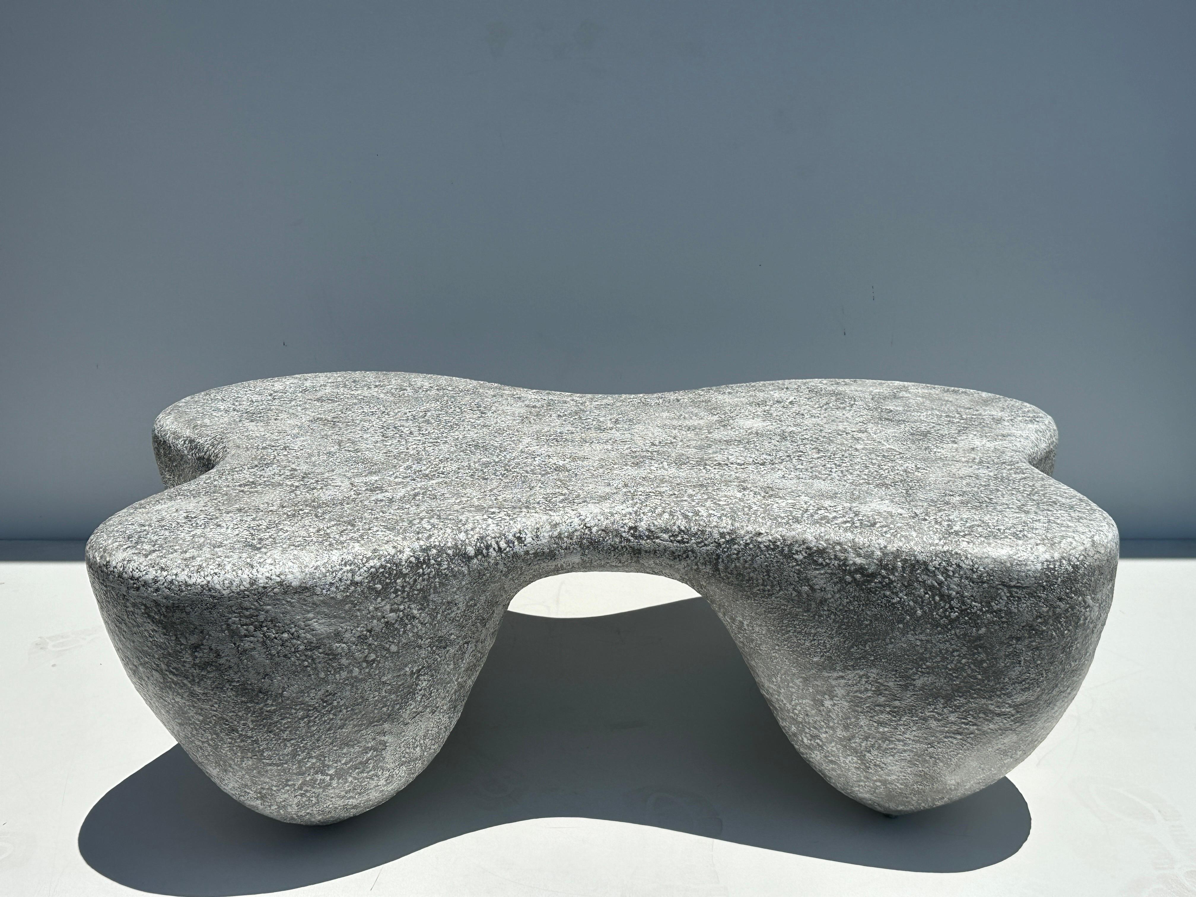 Organic Modern Organic Shaped Faux Concrete Coffee Table For Sale