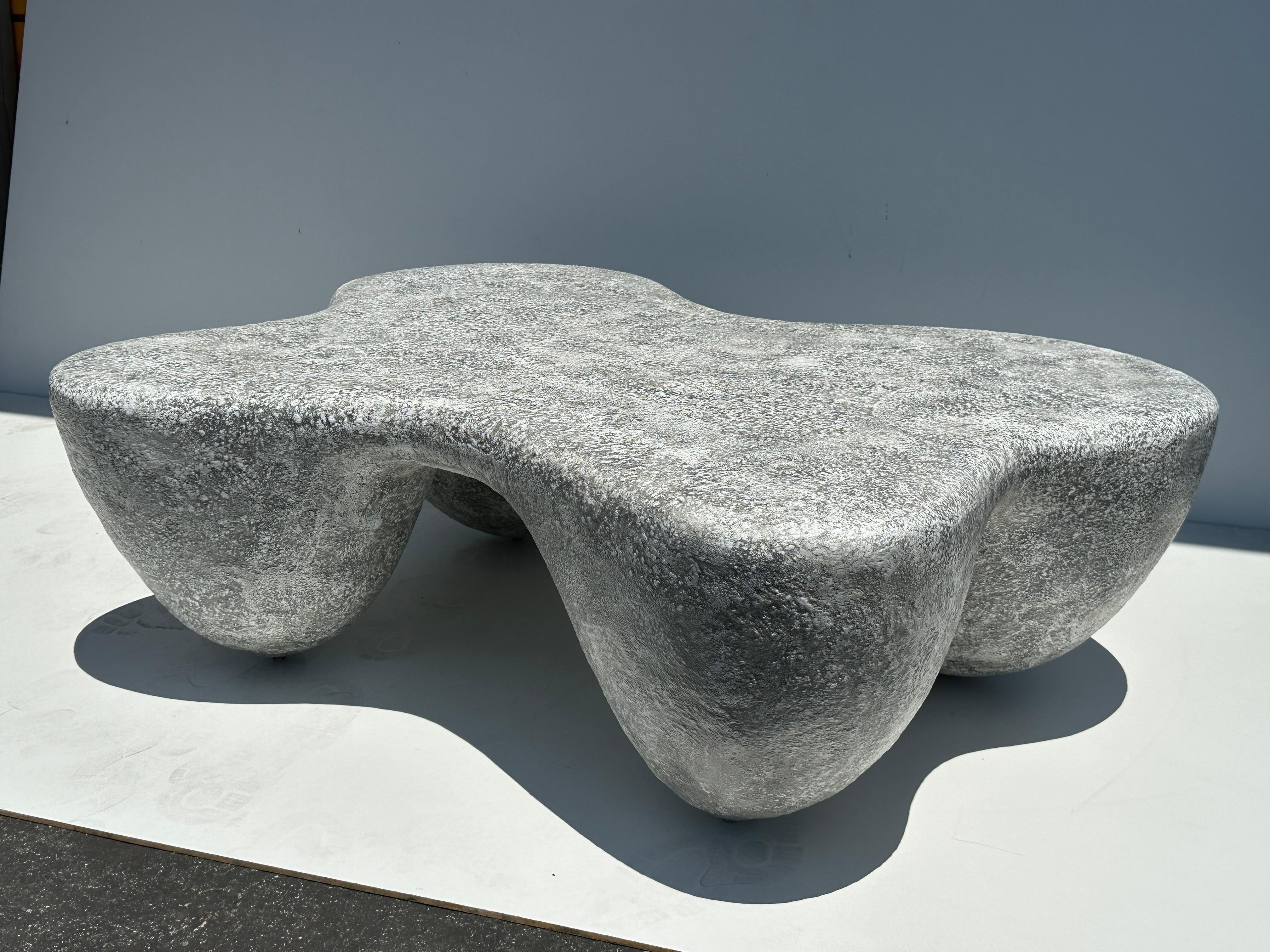 Contemporary Organic Shaped Faux Concrete Coffee Table For Sale