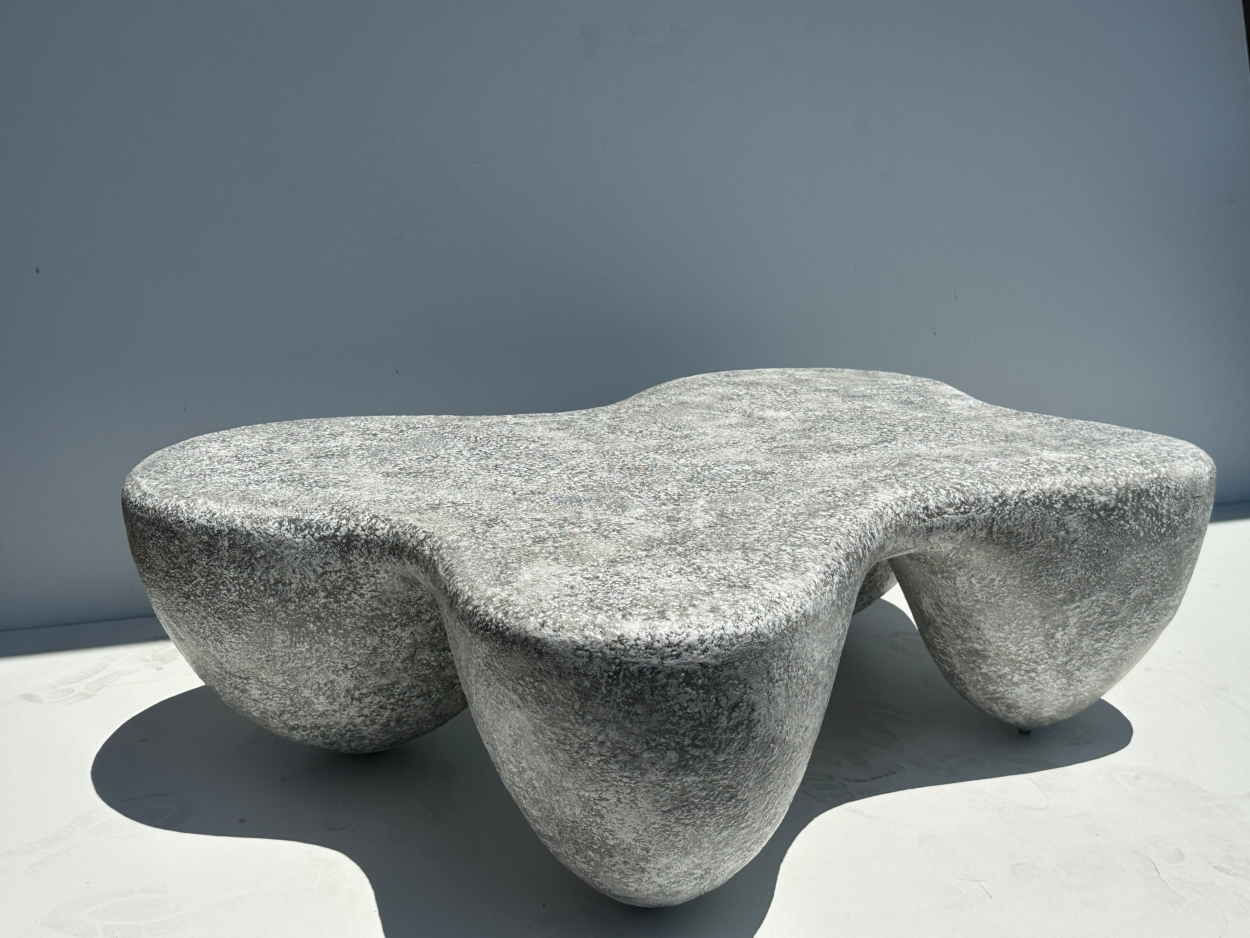 Organic Shaped Faux Concrete Coffee Table For Sale 1