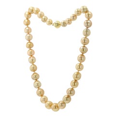 Organic Shaped Golden South Sea Pearl Necklace Strand