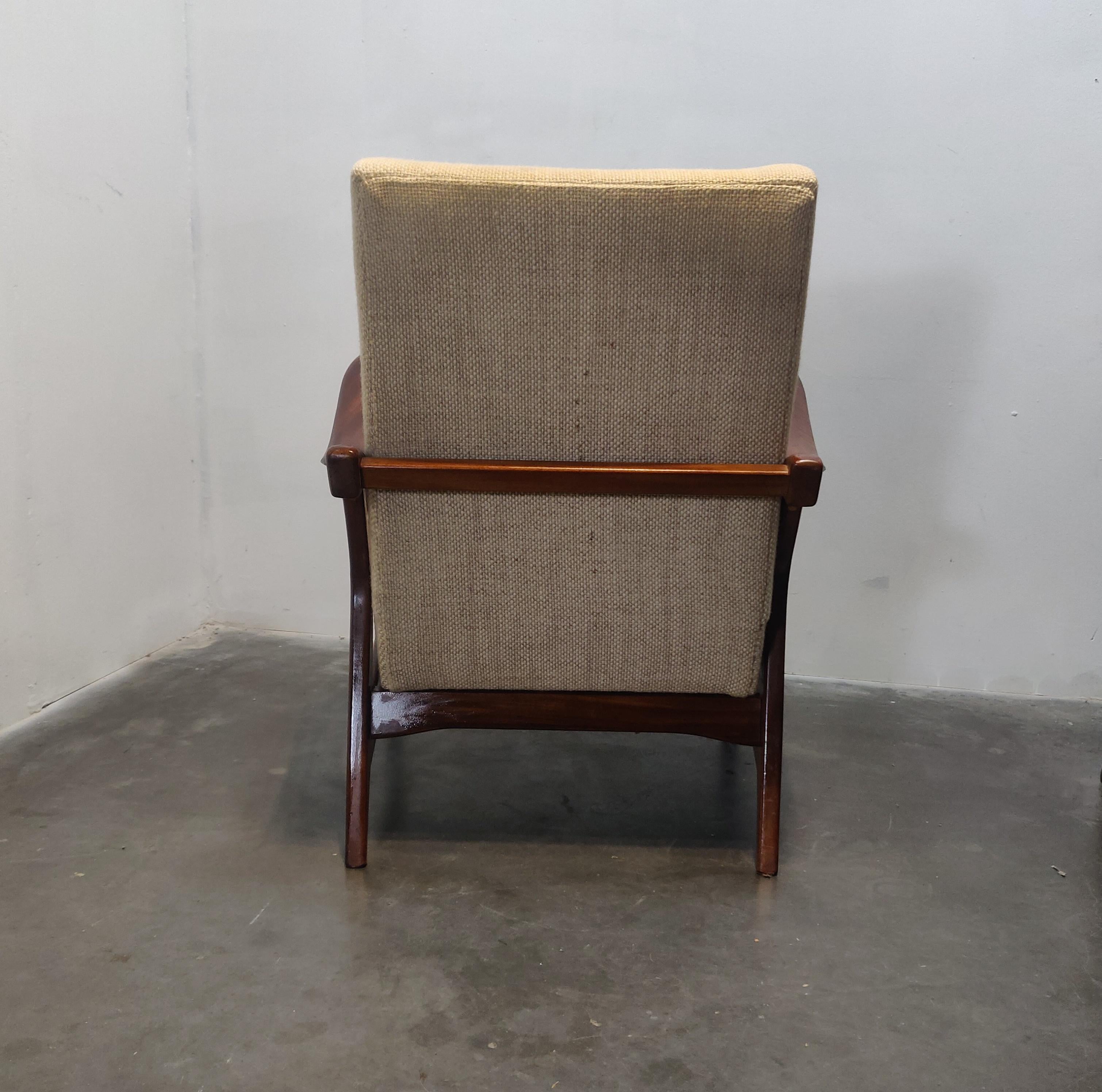 Dutch Organic Shaped Massive Teak Lounge Chair by Topform, 1950s For Sale