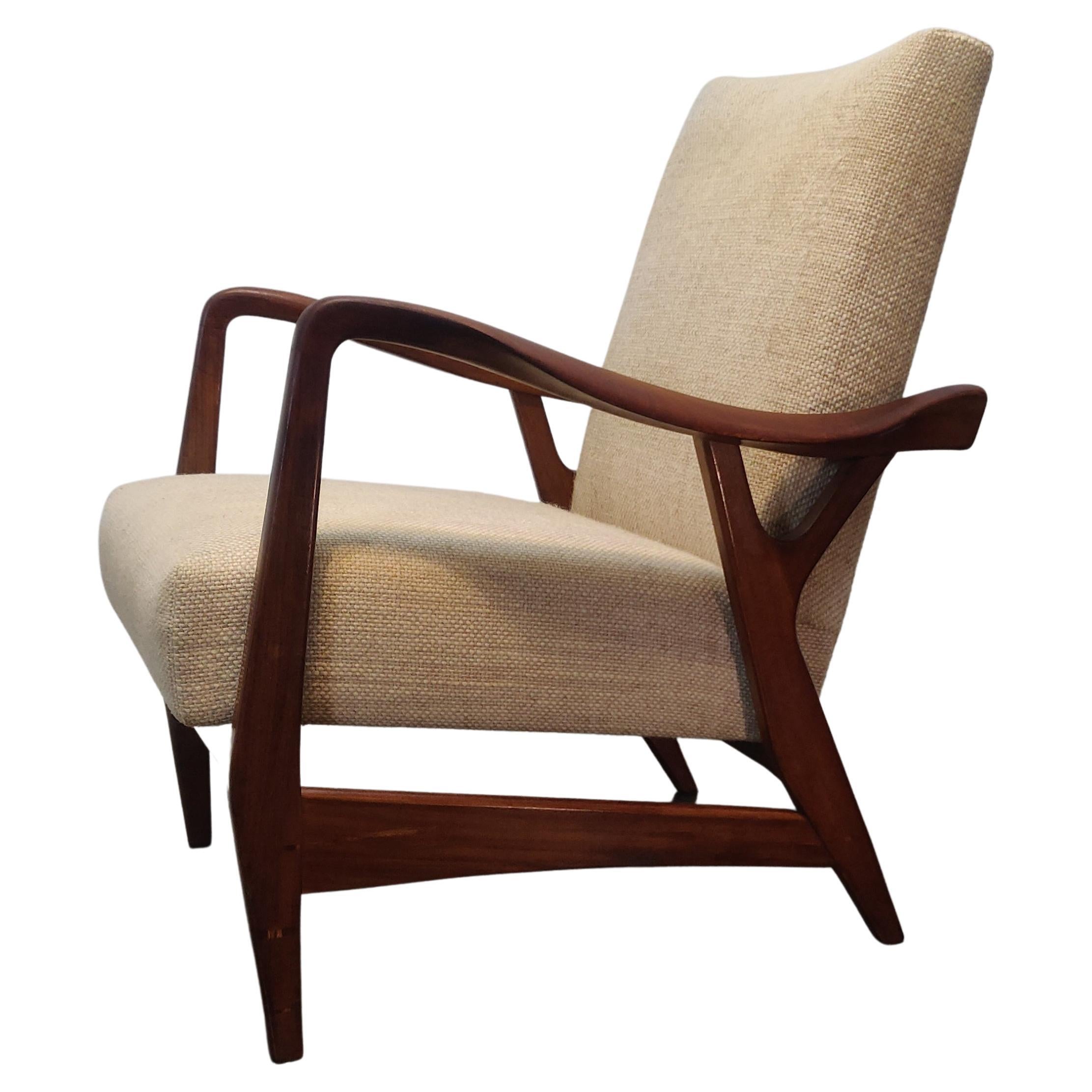Chaise longue massive en teck de forme organique par Topform, années 1950