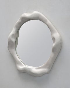 Big Organic Shaped Mirror in Bleached Maple - Sculptural Wavy Mirror