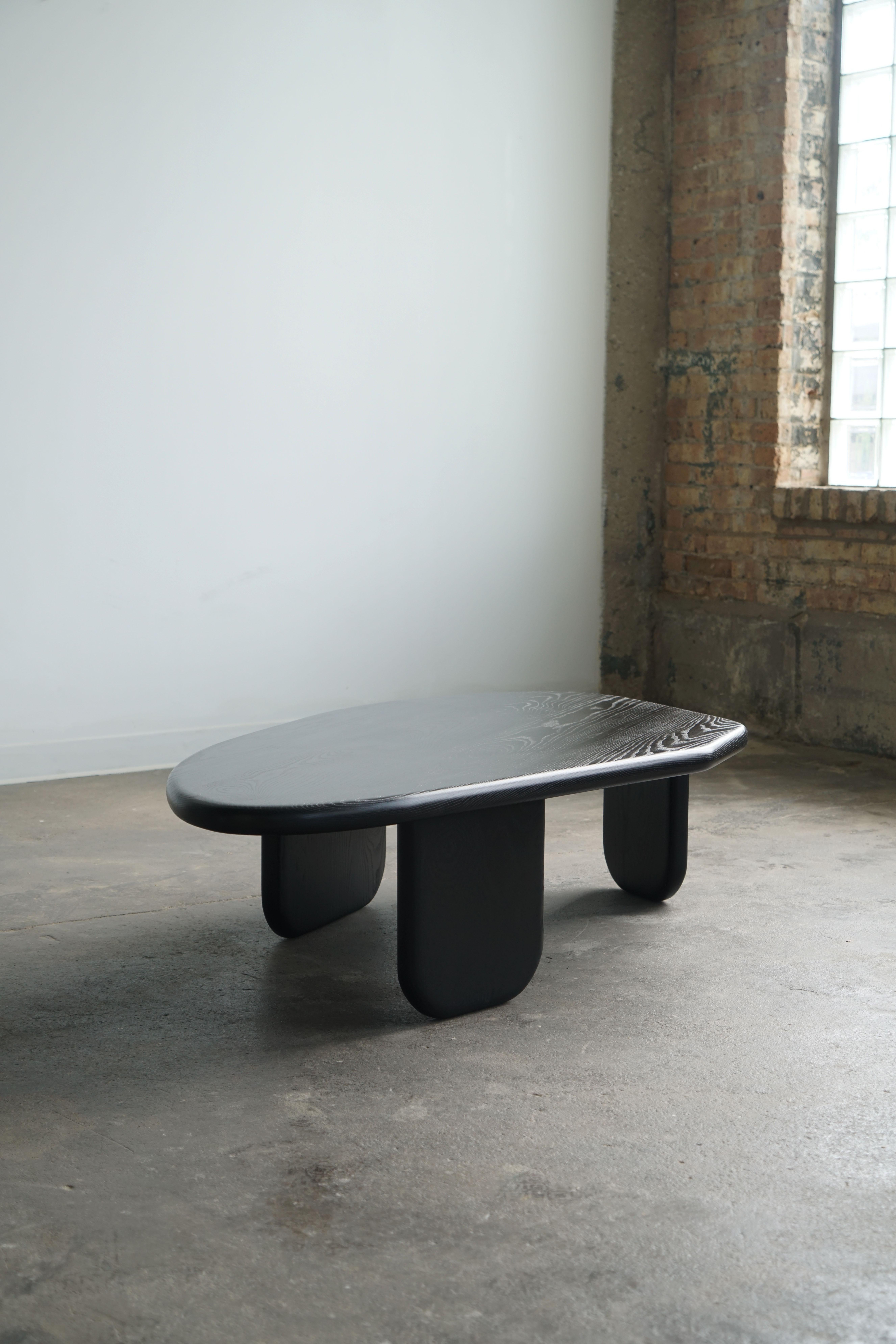 Organic Shaped Modern Coffee Table by Last Workshop, Jet Black Ash For Sale 2