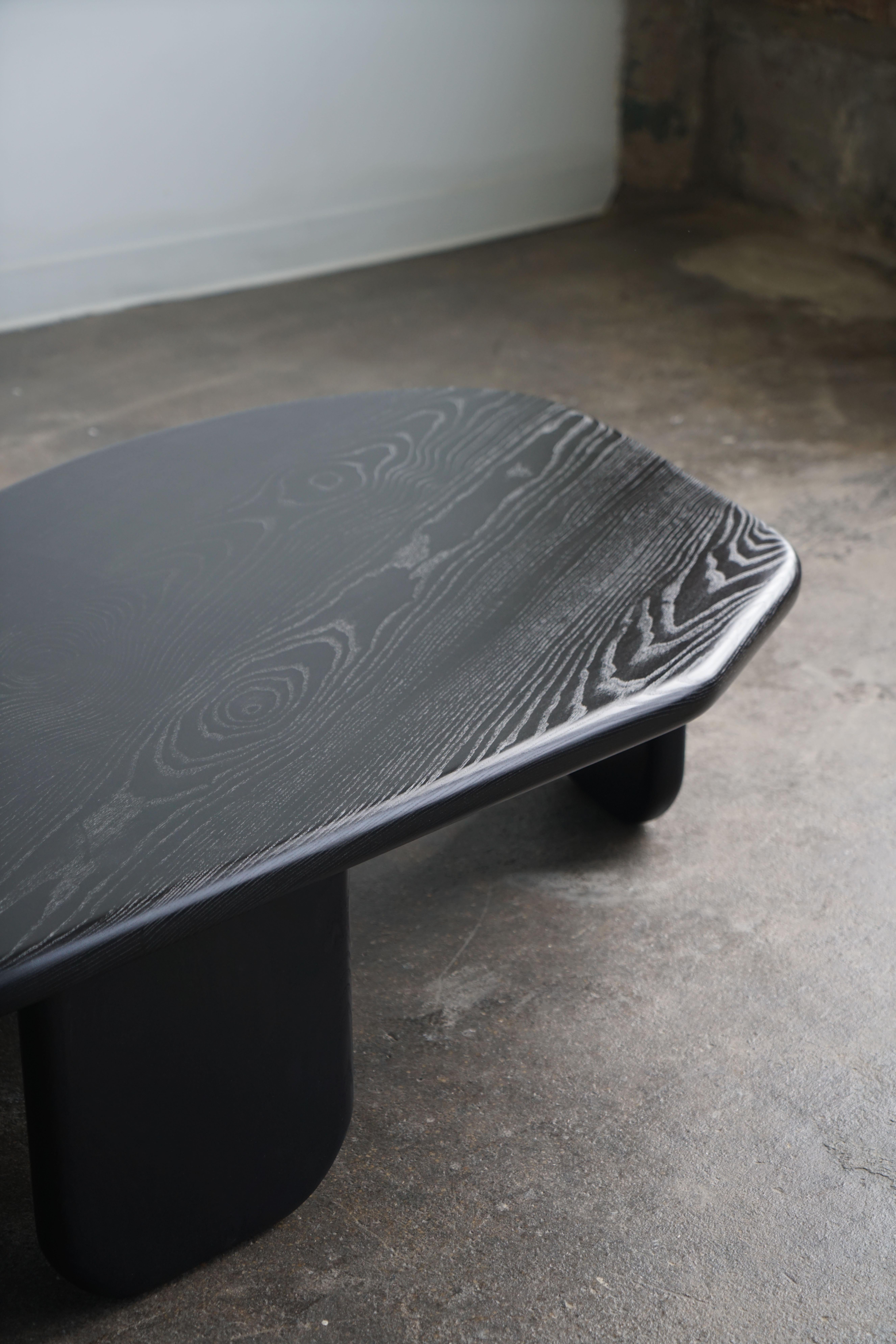Organic Shaped Modern Coffee Table by Last Workshop, Jet Black Ash For Sale 3