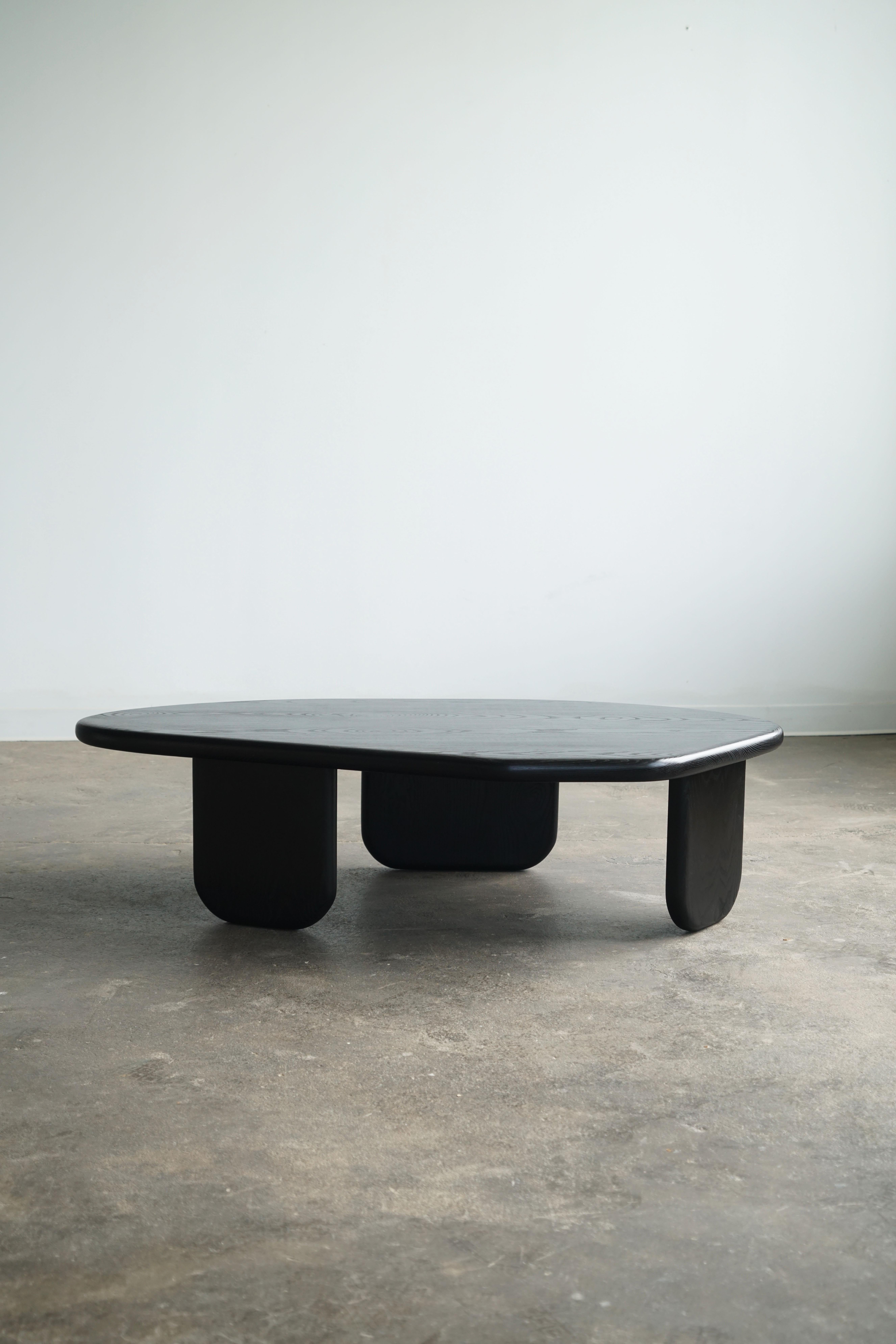 American Organic Shaped Modern Coffee Table by Last Workshop, Jet Black Ash For Sale