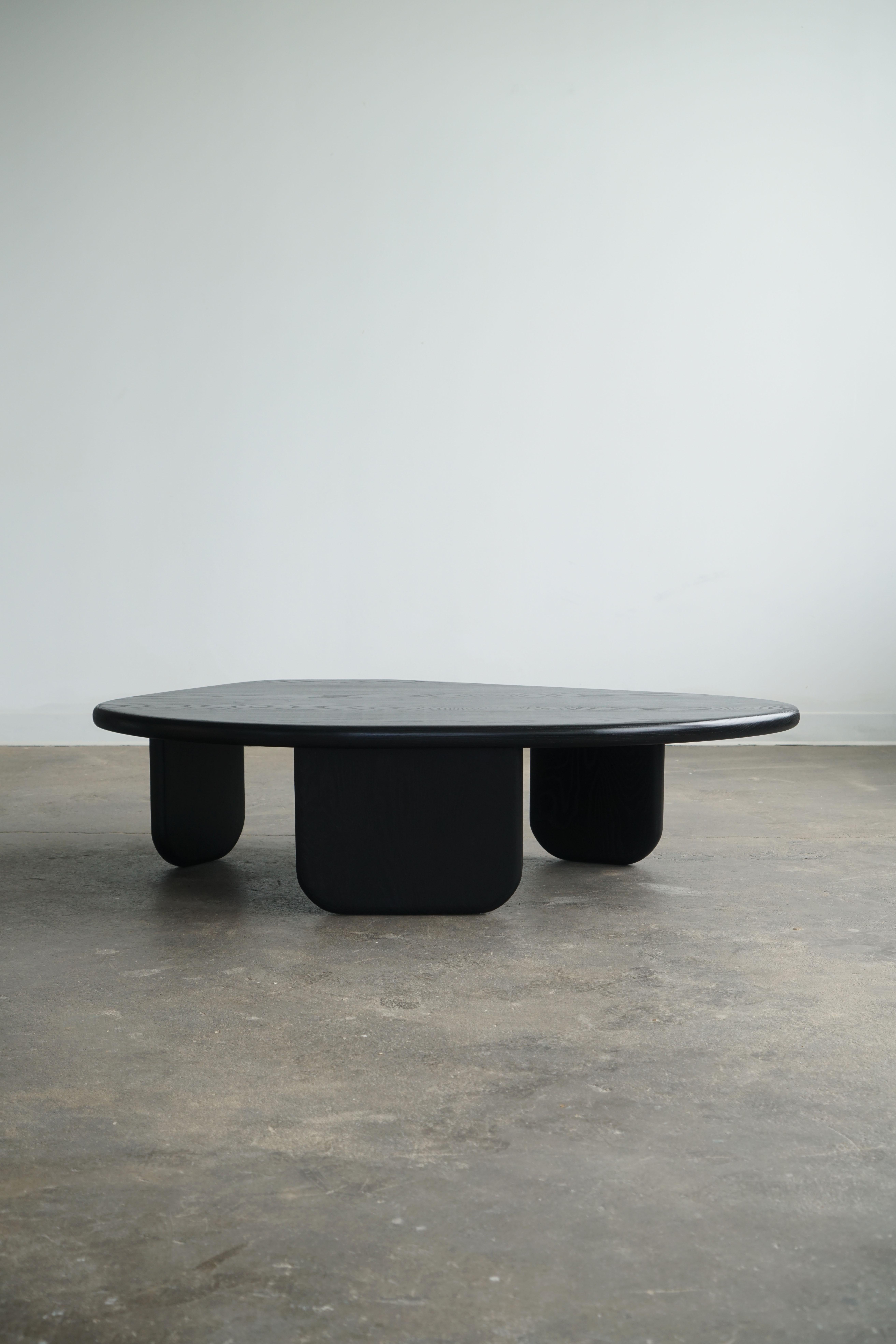 Bleached Organic Shaped Modern Coffee Table by Last Workshop, Jet Black Ash For Sale