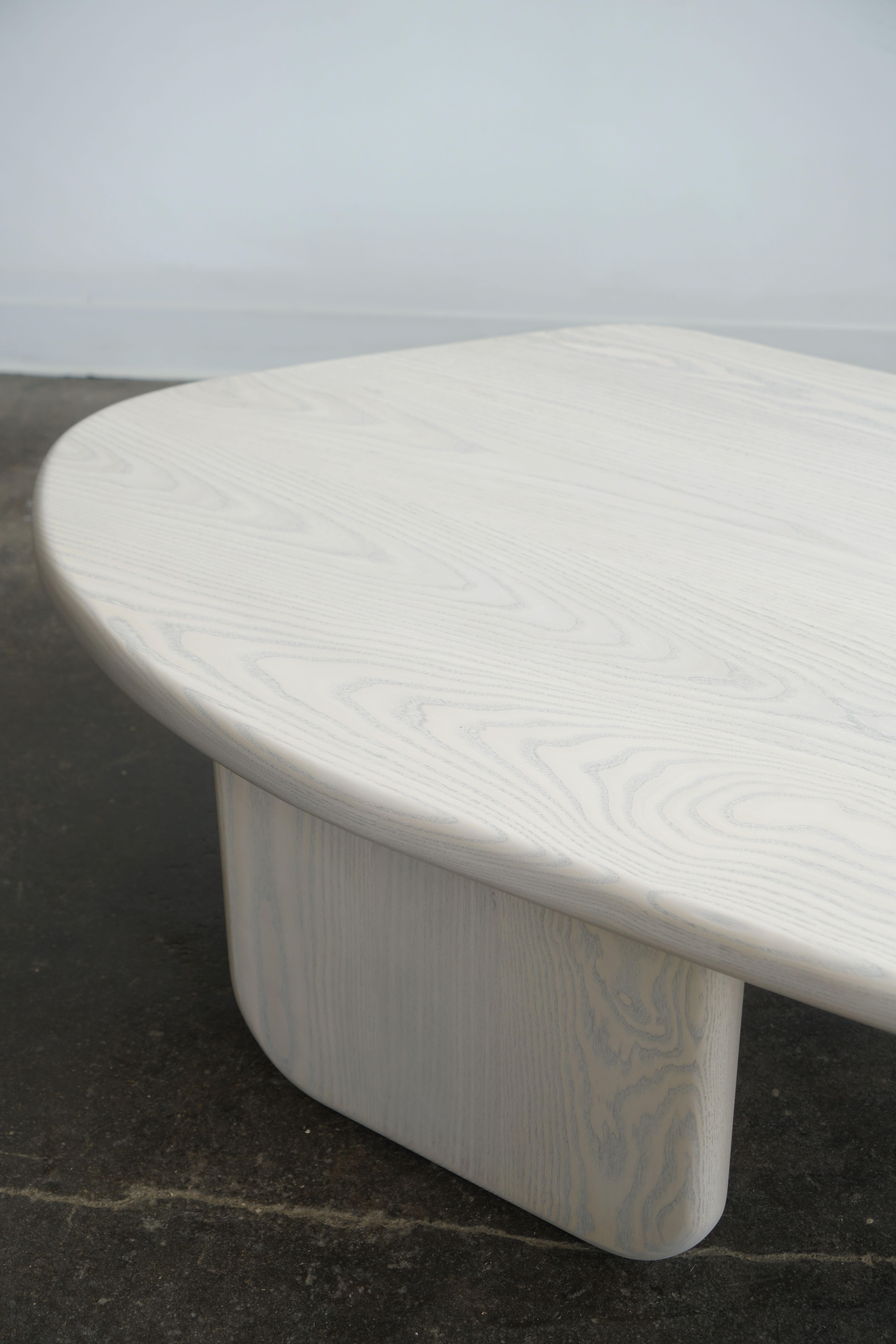 Bleached Organic Shaped Modern Coffee Table by Last Workshop, Silk Grey Ash For Sale