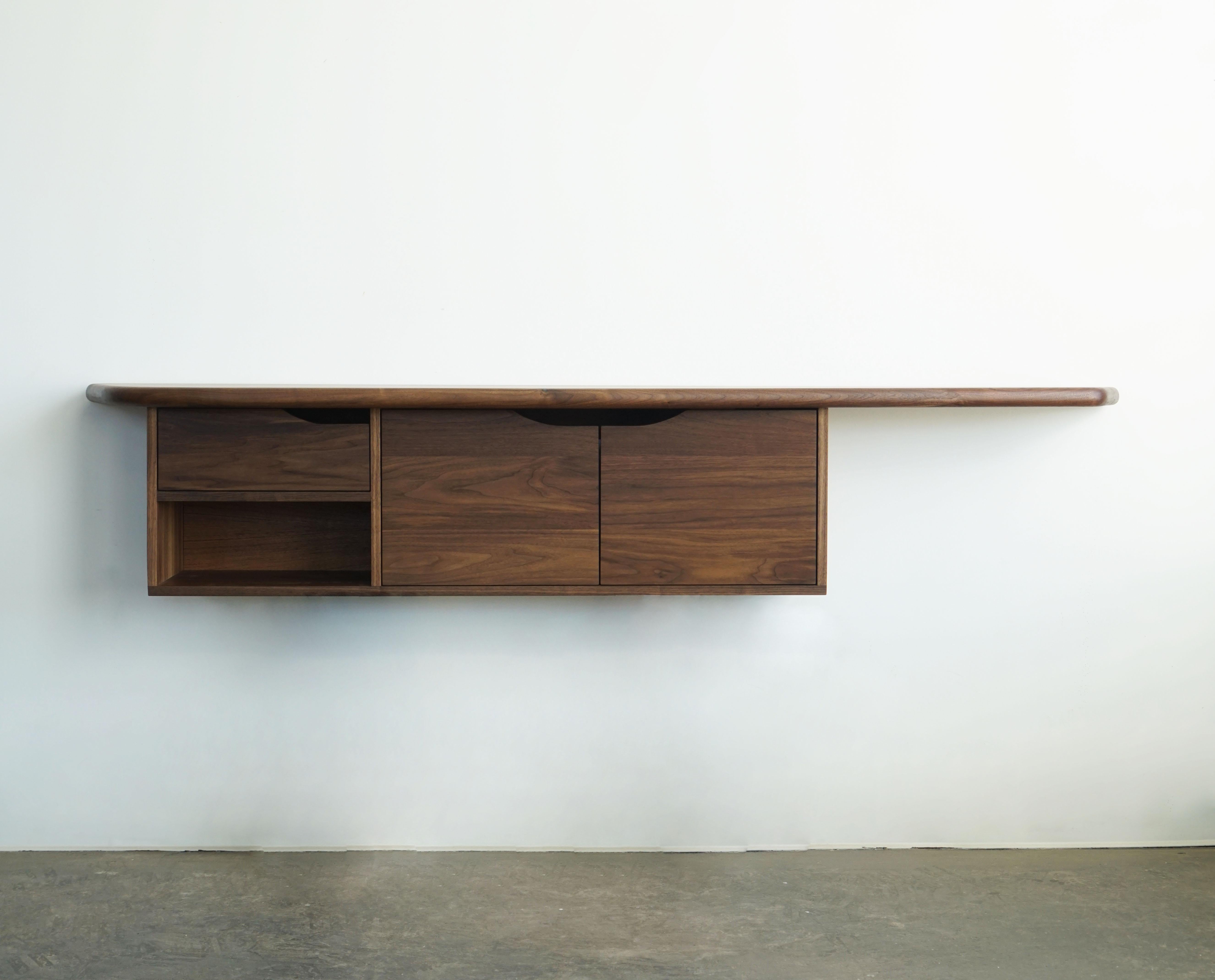 American Organic Shaped Modern hanging wall unit cabinet by Last Workshop, Walnut For Sale