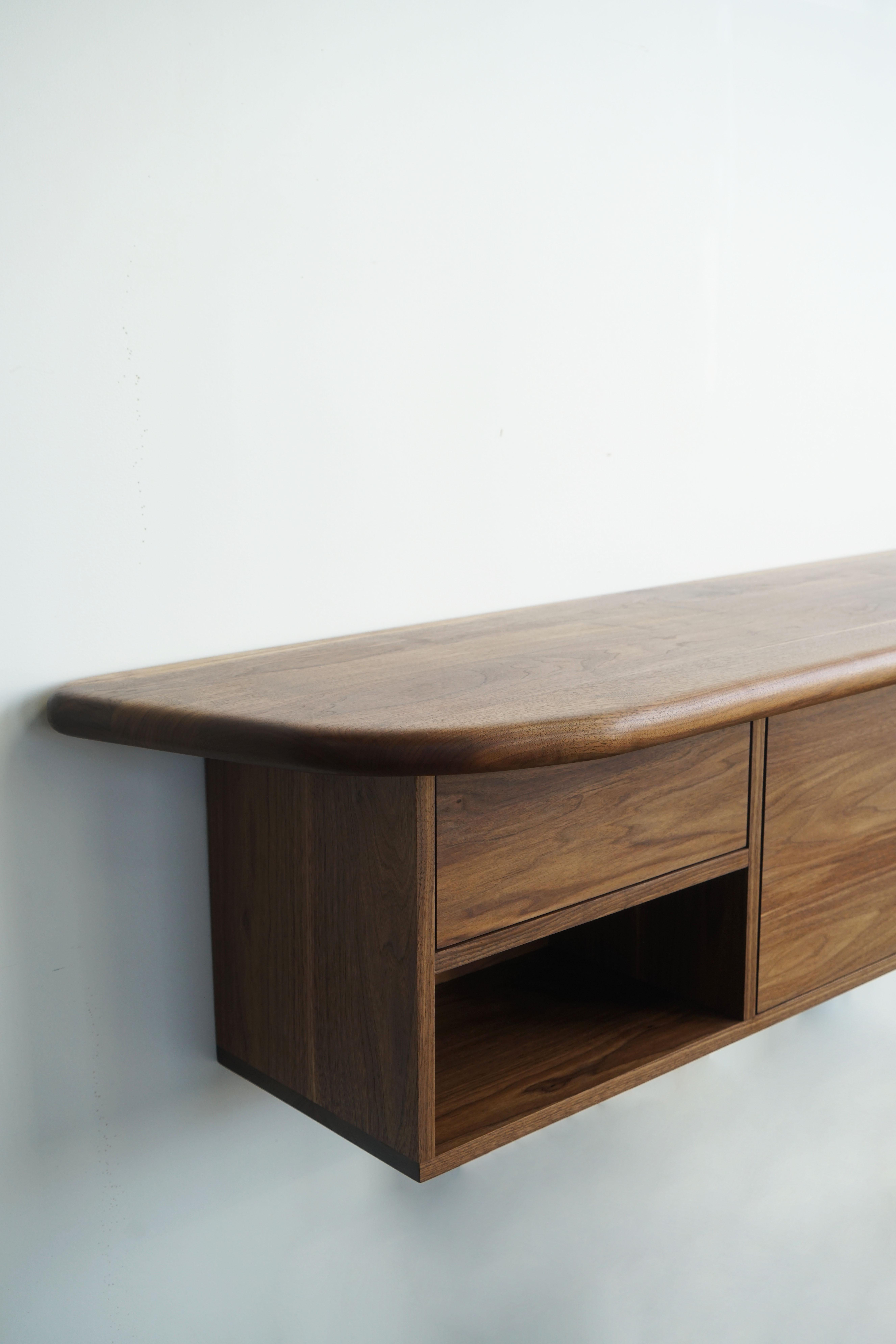 Contemporary Organic Shaped Modern hanging wall unit cabinet by Last Workshop, Walnut For Sale
