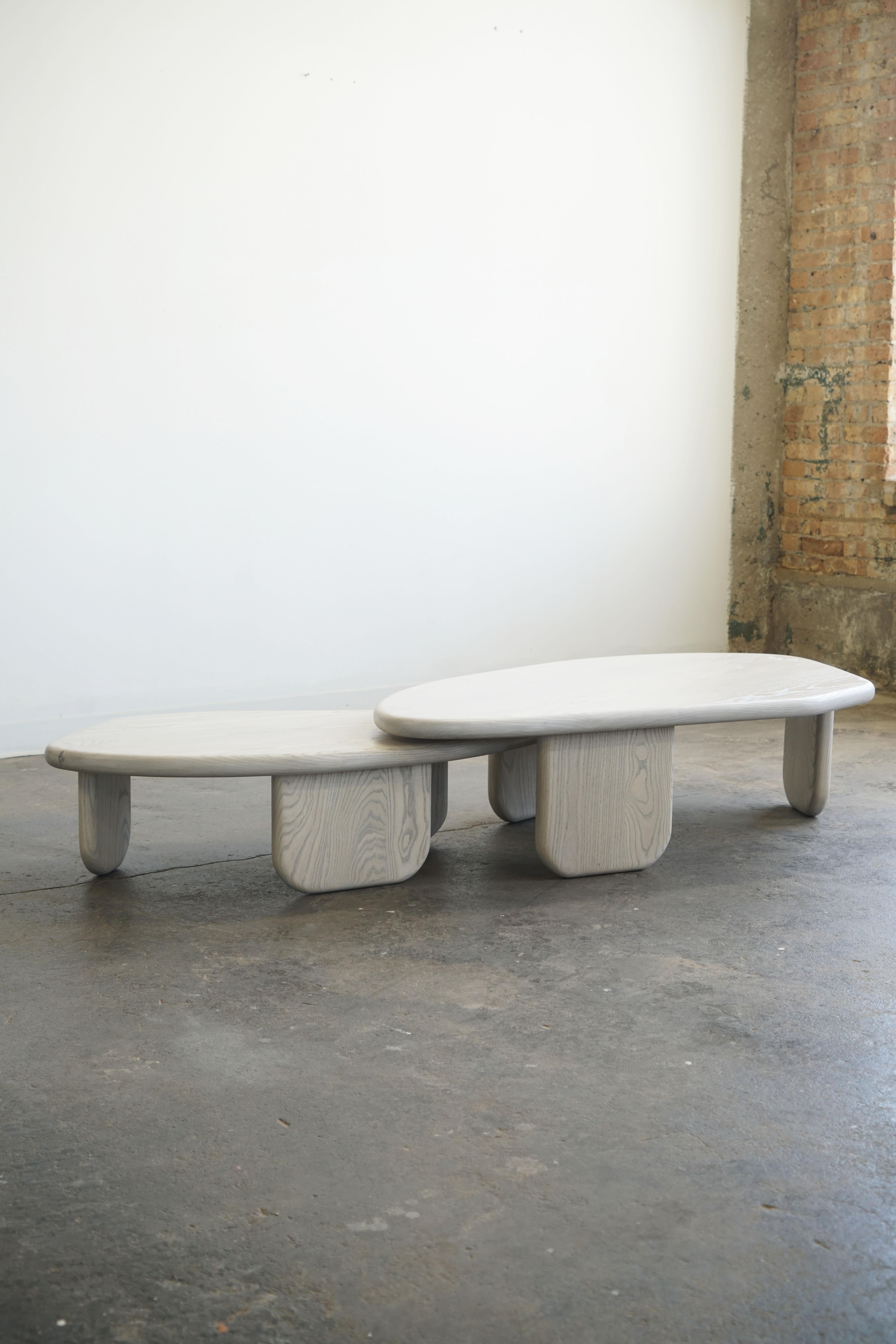 Organic Shaped Modern Nesting Coffee Tables by Last Workshop, Silk Grey Ash For Sale 2
