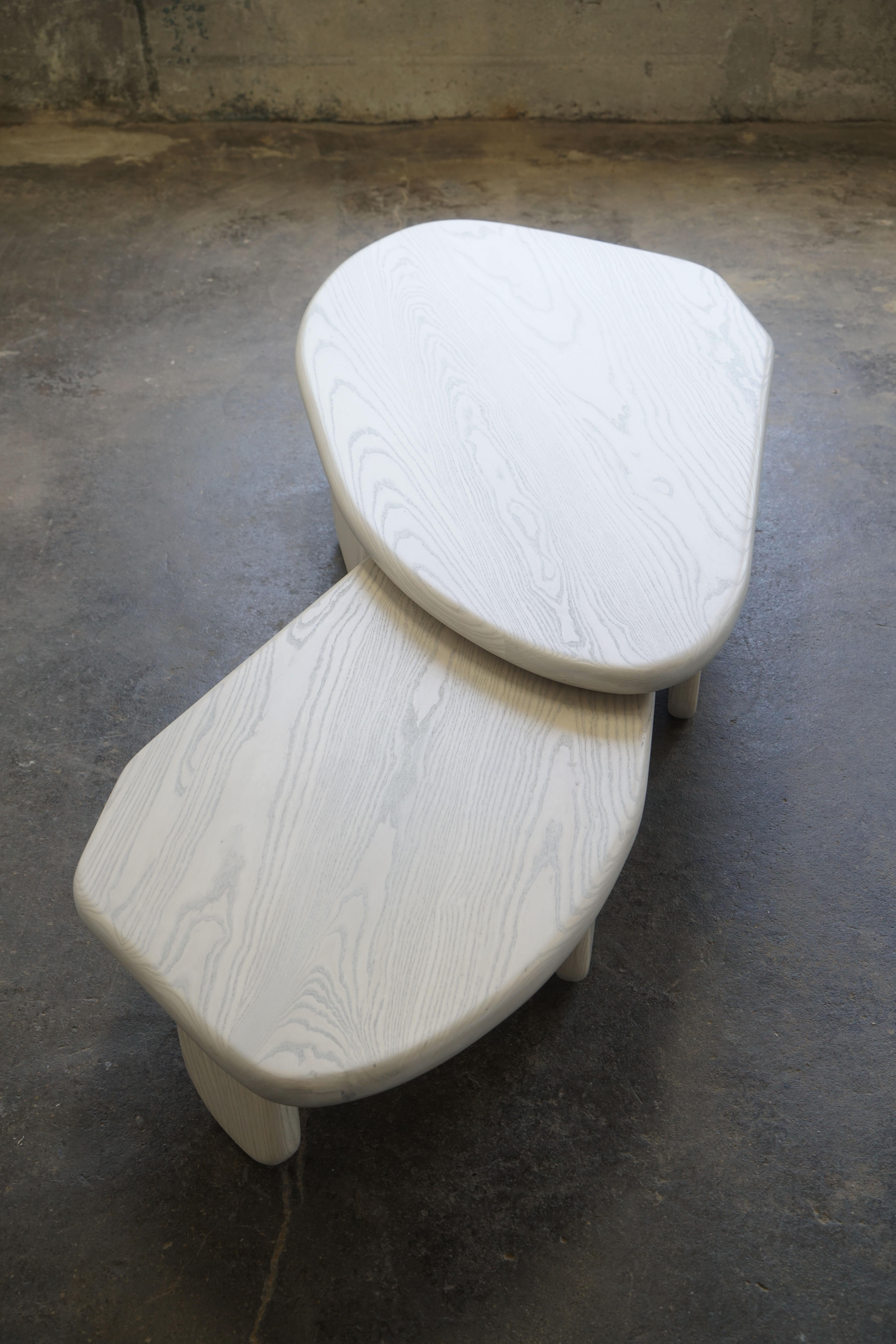 Organic Shaped Modern Nesting Coffee Tables by Last Workshop, Silk Grey Ash For Sale 3