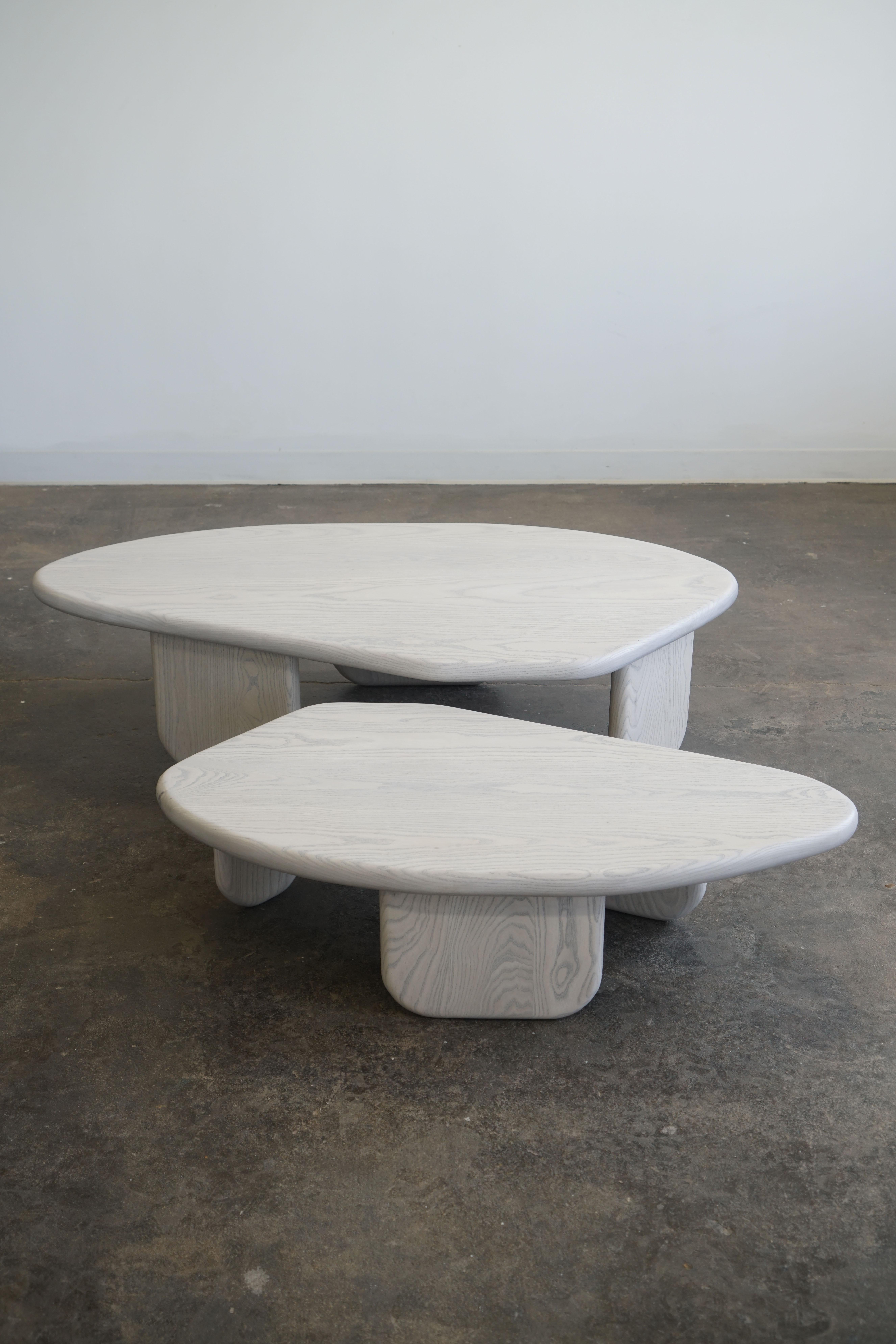Organic Modern Organic Shaped Modern Nesting Coffee Tables by Last Workshop, Silk Grey Ash For Sale