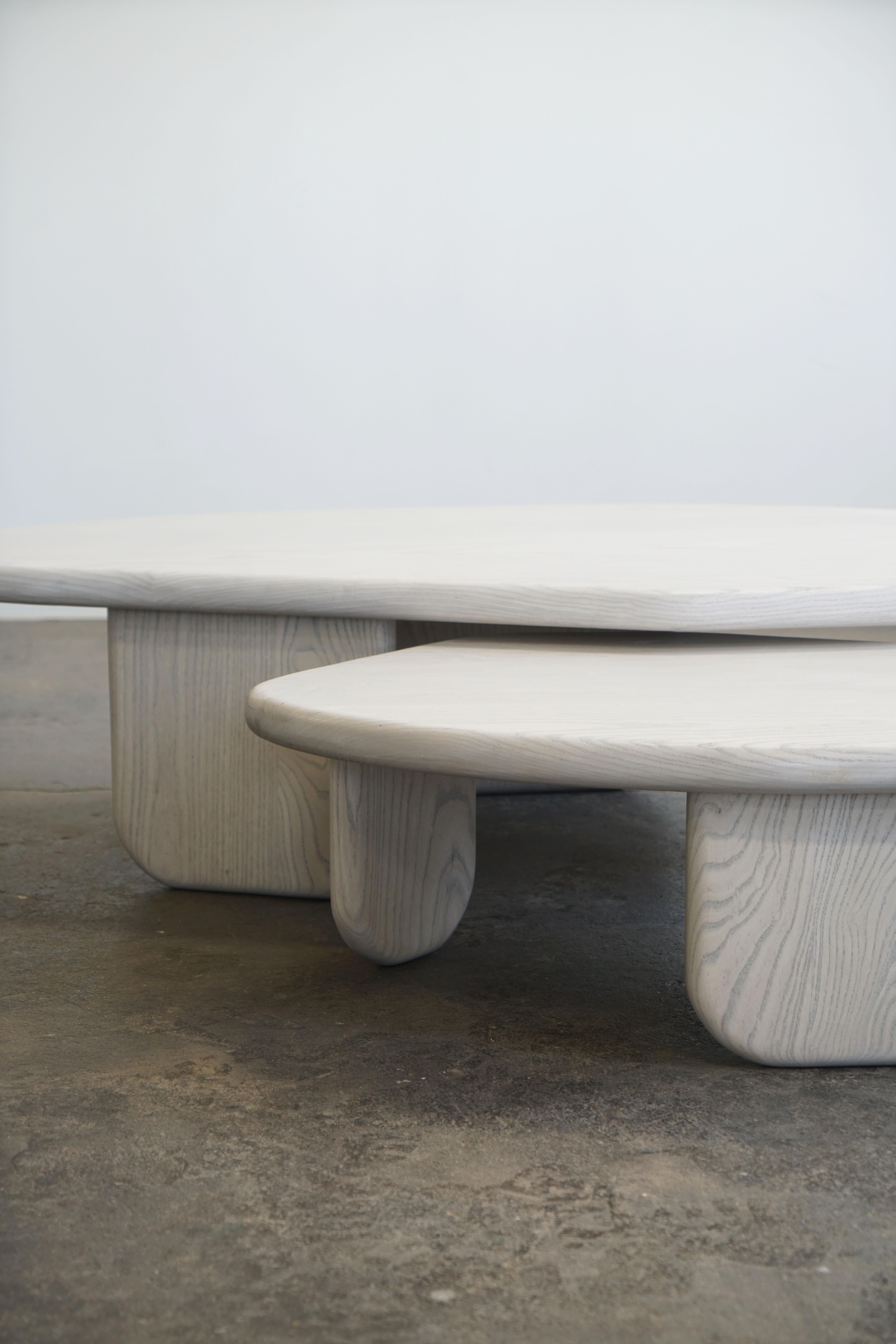 American Organic Shaped Modern Nesting Coffee Tables by Last Workshop, Silk Grey Ash For Sale