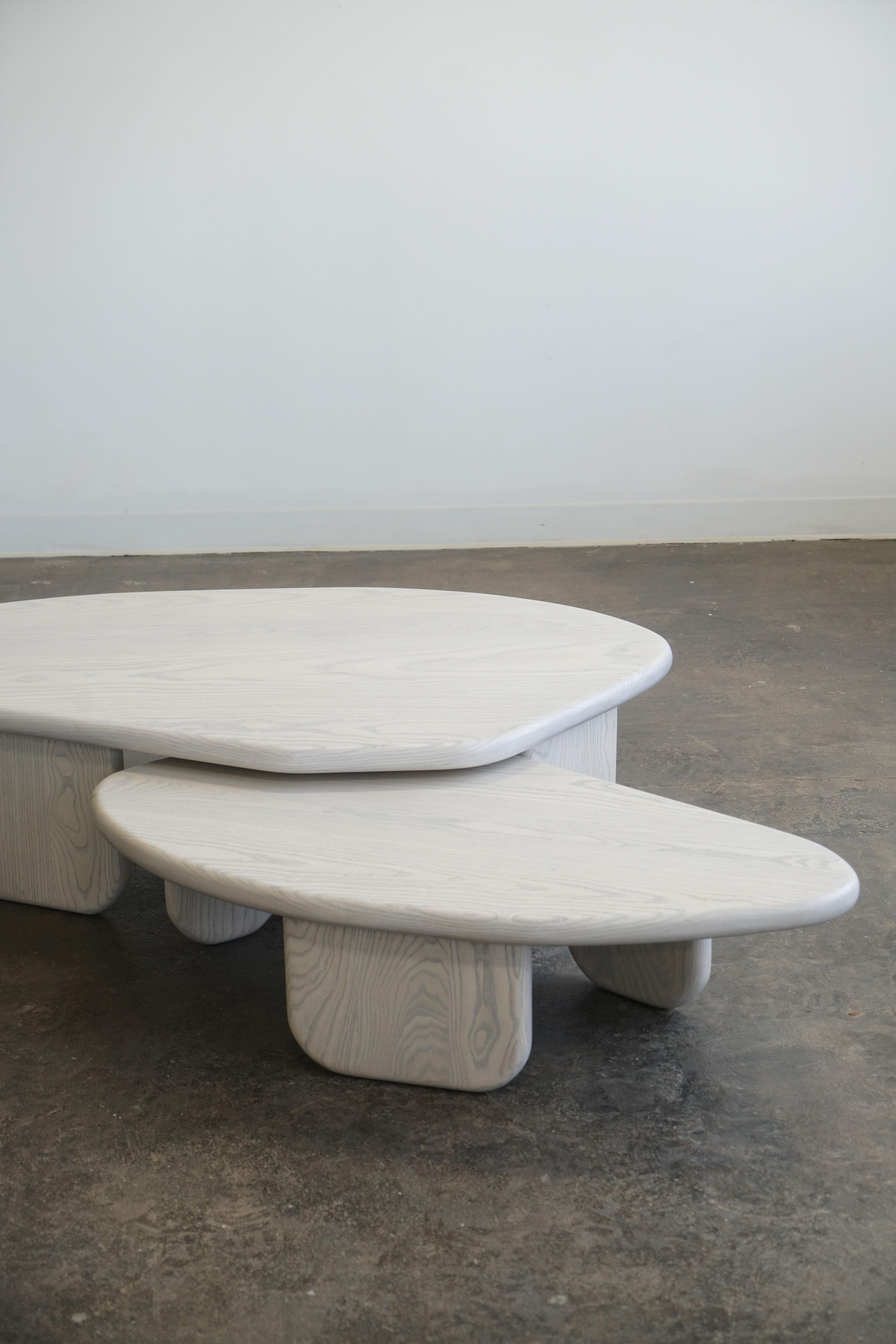 Oiled Organic Shaped Modern Nesting Coffee Tables by Last Workshop, Silk Grey Ash For Sale