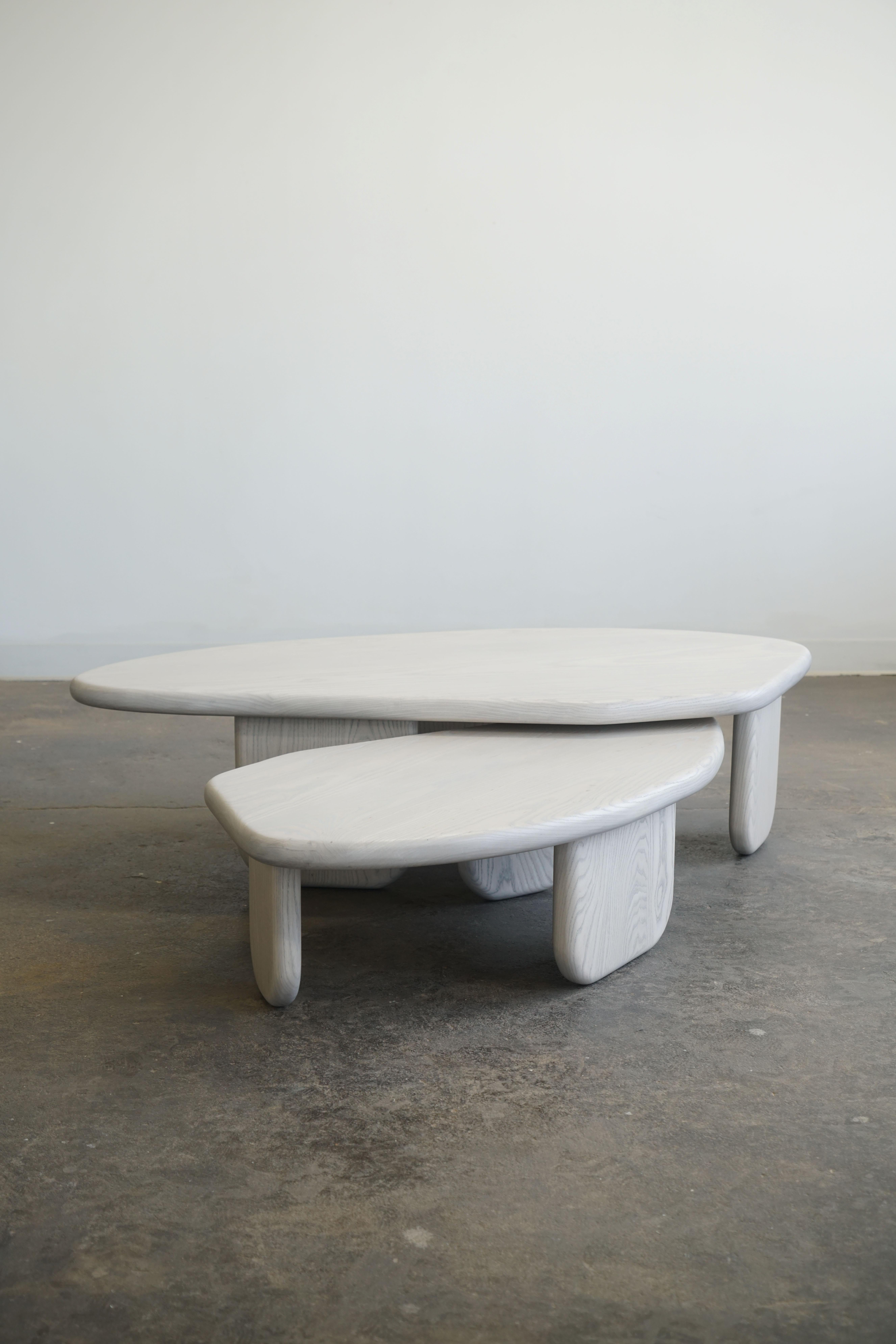 Contemporary Organic Shaped Modern Nesting Coffee Tables by Last Workshop, Silk Grey Ash For Sale
