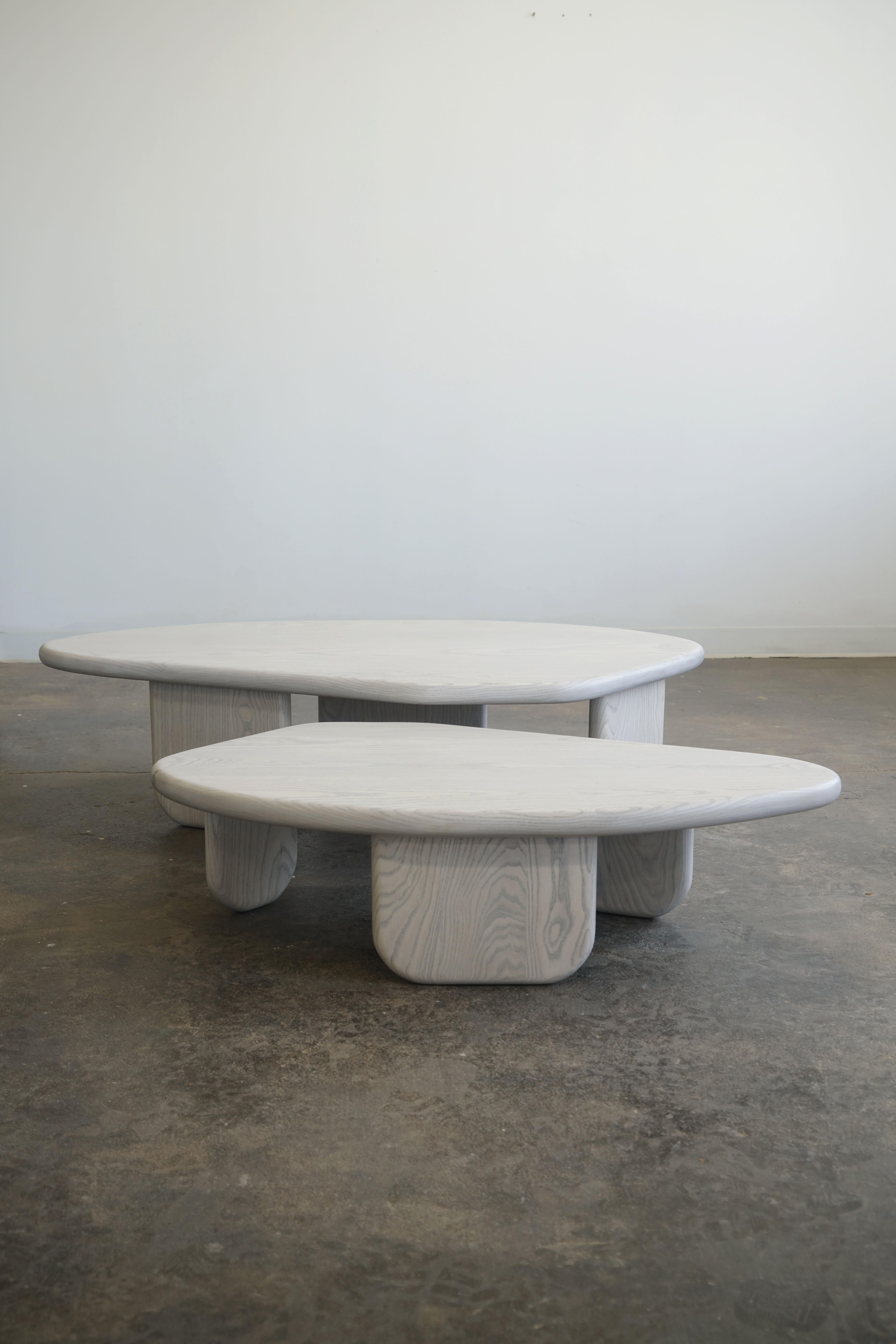 Hardwood Organic Shaped Modern Nesting Coffee Tables by Last Workshop, Silk Grey Ash For Sale
