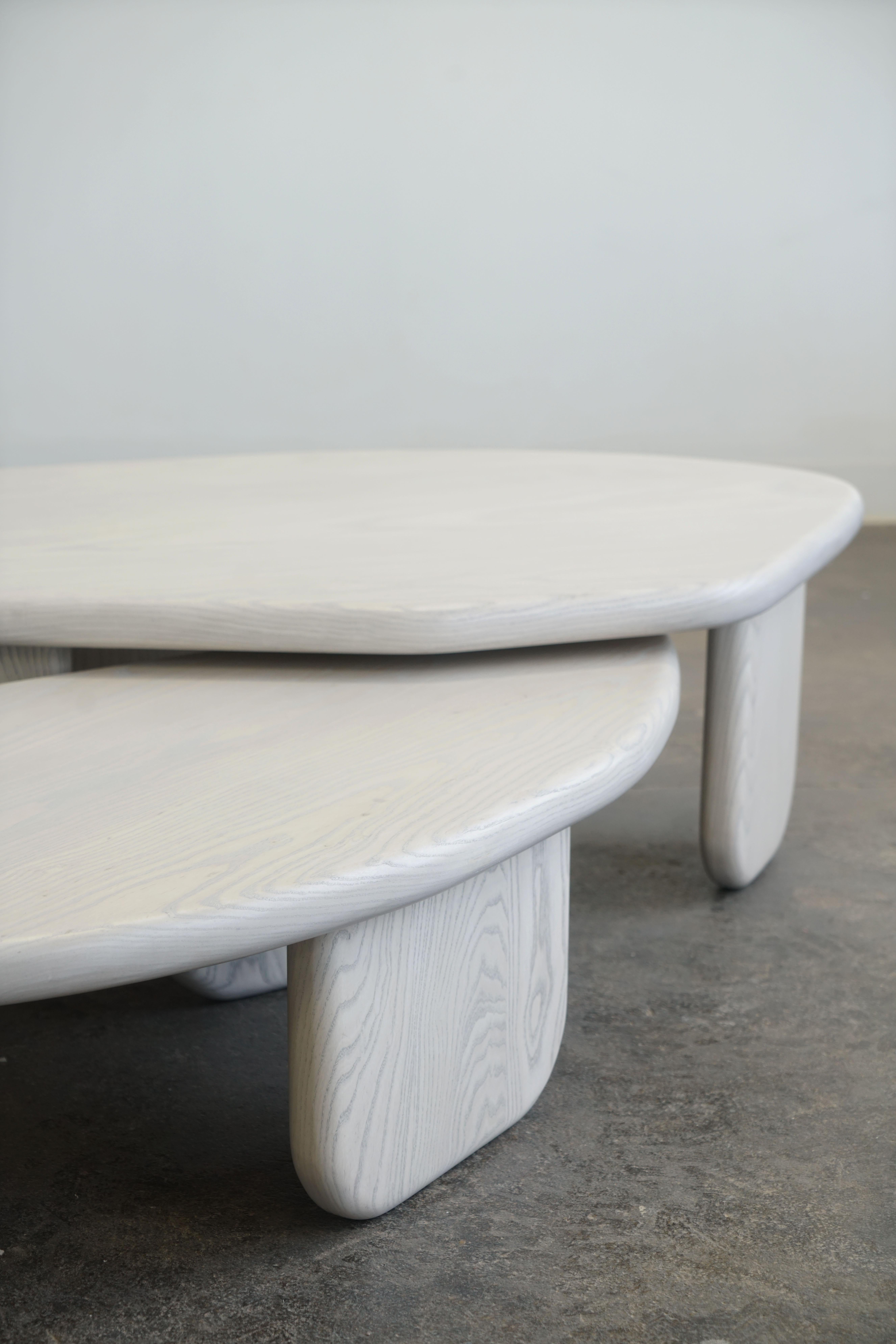 Organic Shaped Modern Nesting Coffee Tables by Last Workshop, Silk Grey Ash For Sale 1