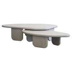 Organic Shaped Modern Nesting Coffee Tables by Last Workshop, Silk Grey Ash
