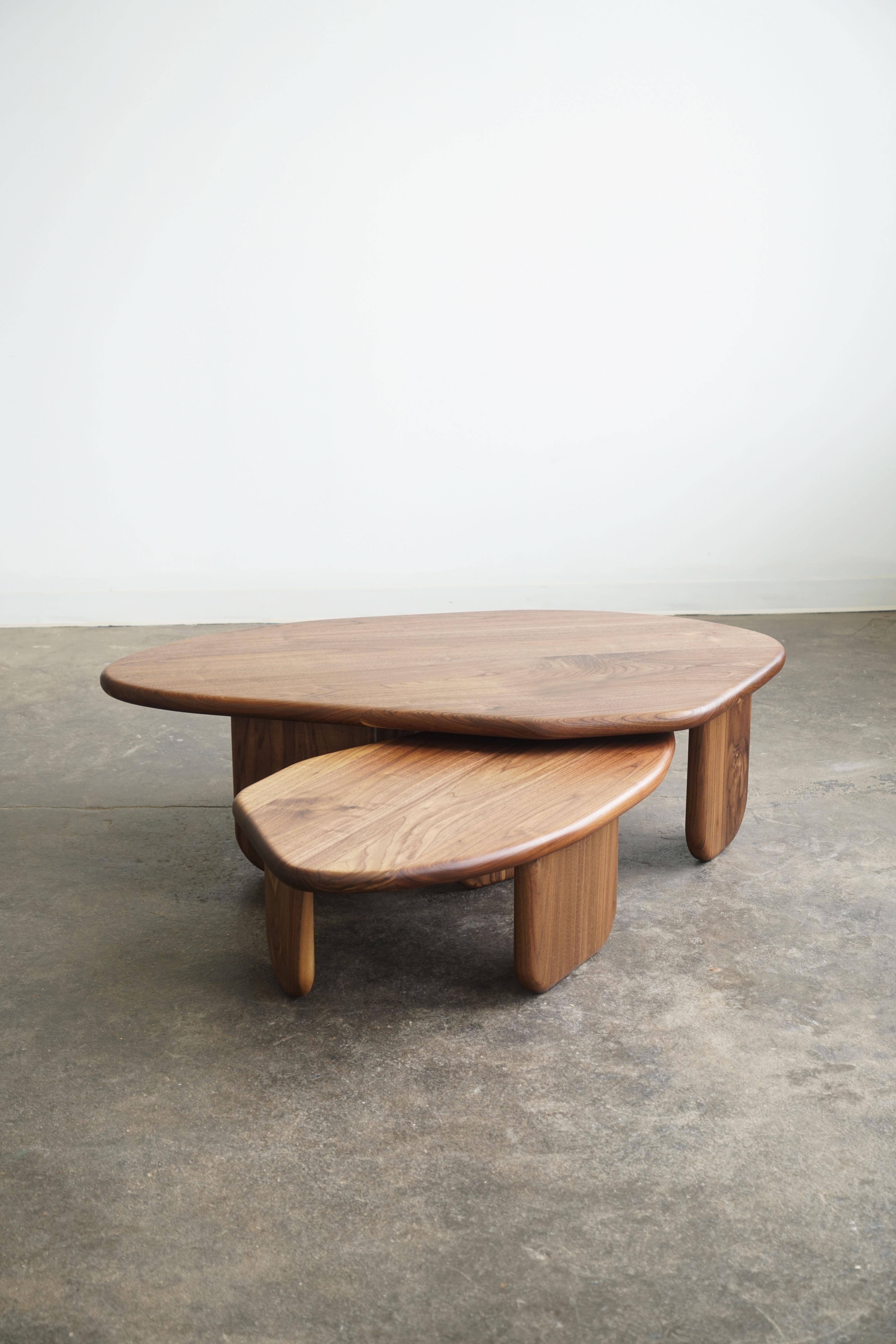 Oiled Organic Shaped Modern Nesting Coffee Tables by Last Workshop, Walnut For Sale