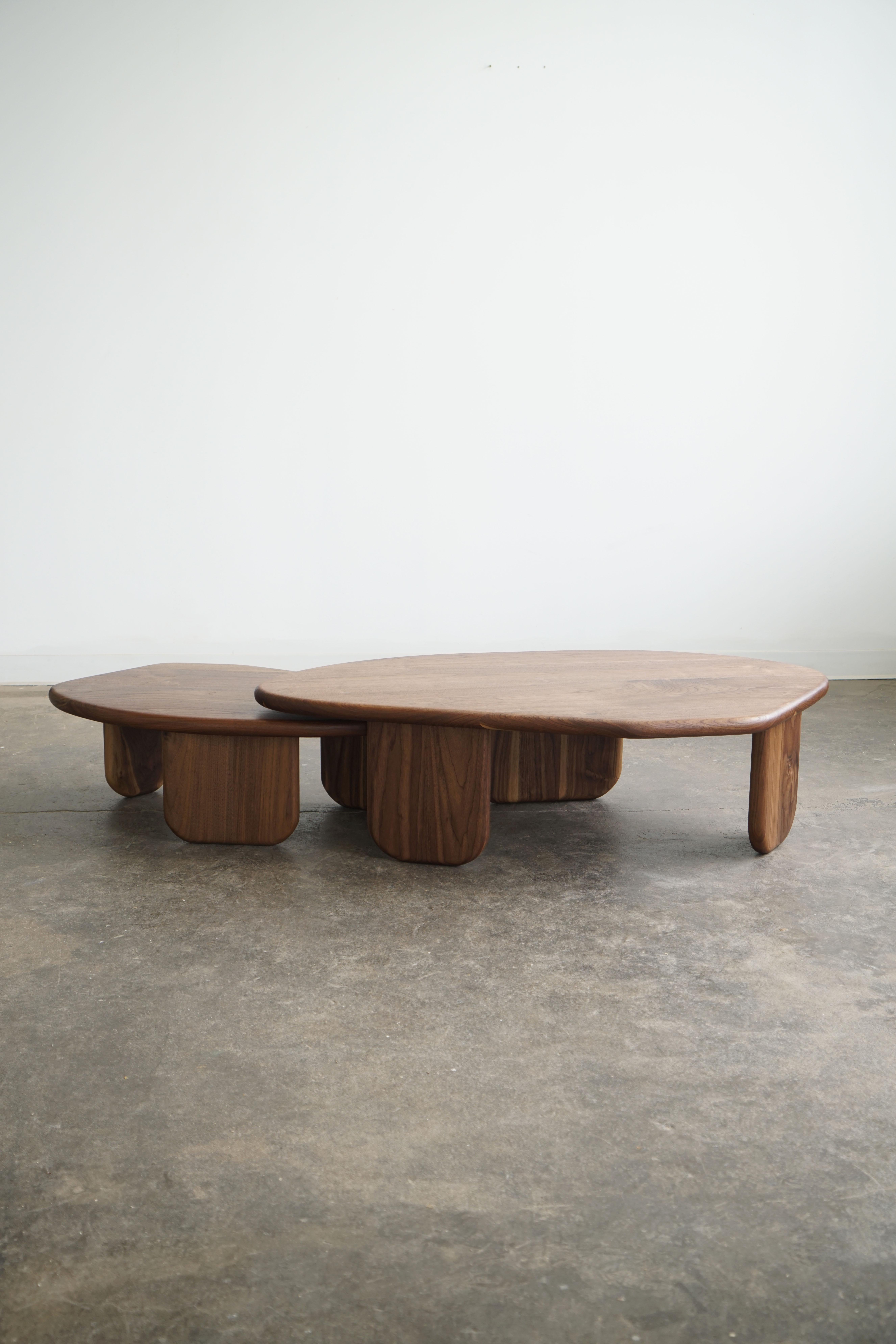 Organic Shaped Modern Nesting Coffee Tables by Last Workshop, Walnut In New Condition For Sale In Chicago, IL