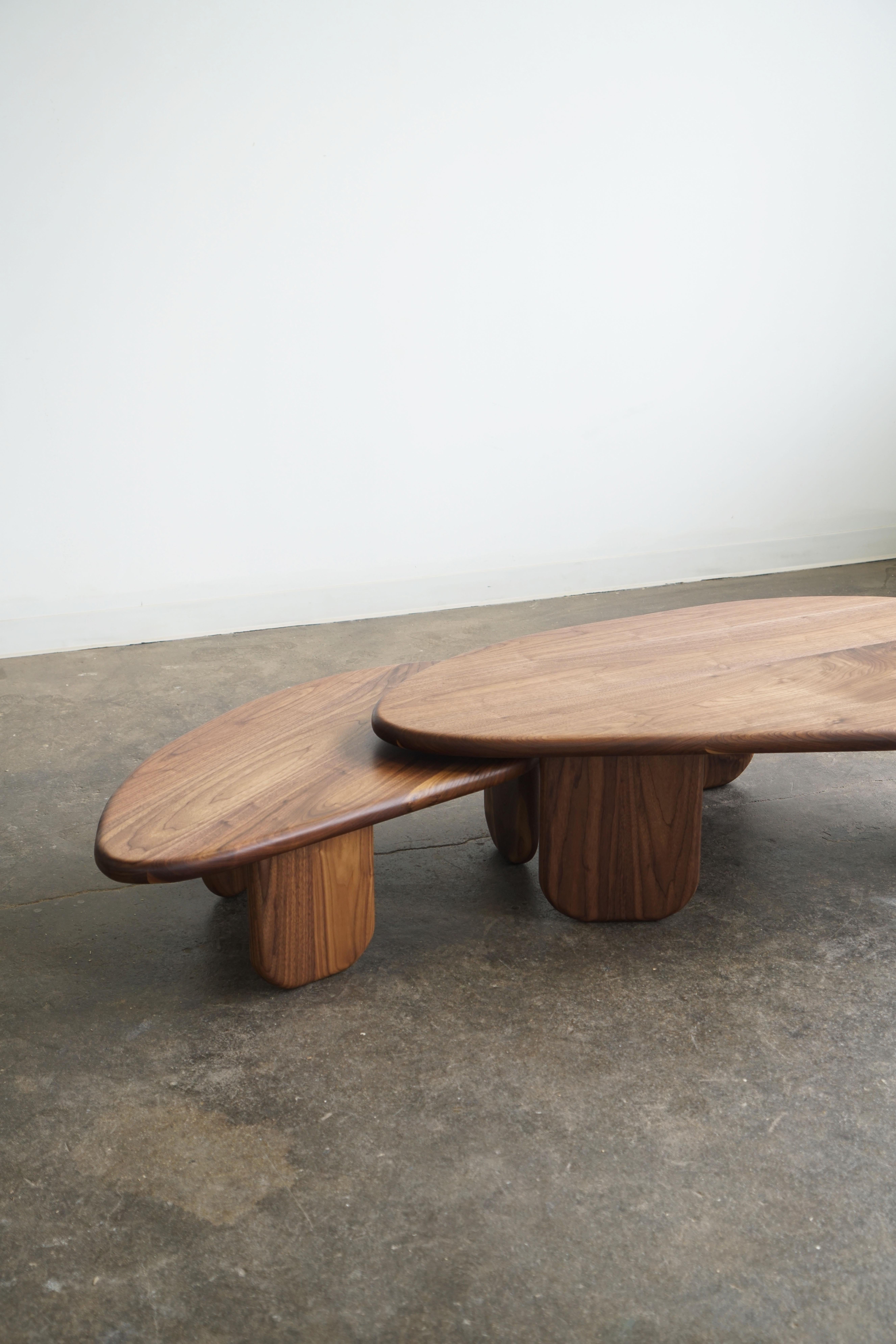 Hardwood Organic Shaped Modern Nesting Coffee Tables by Last Workshop, Walnut For Sale