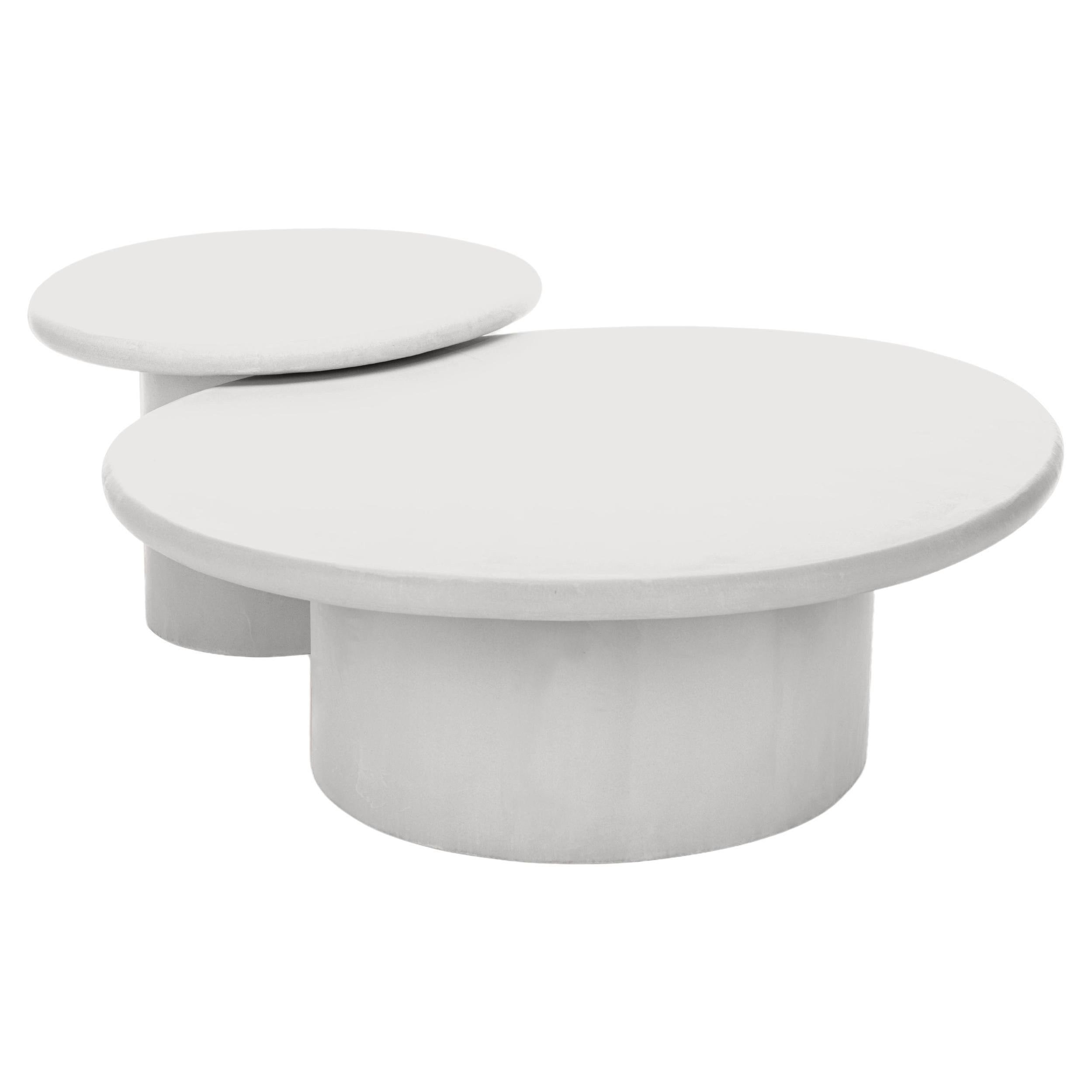 Organic Shaped Natural Plaster Coffee Table Set "Sami" by Isabelle Beaumont For Sale