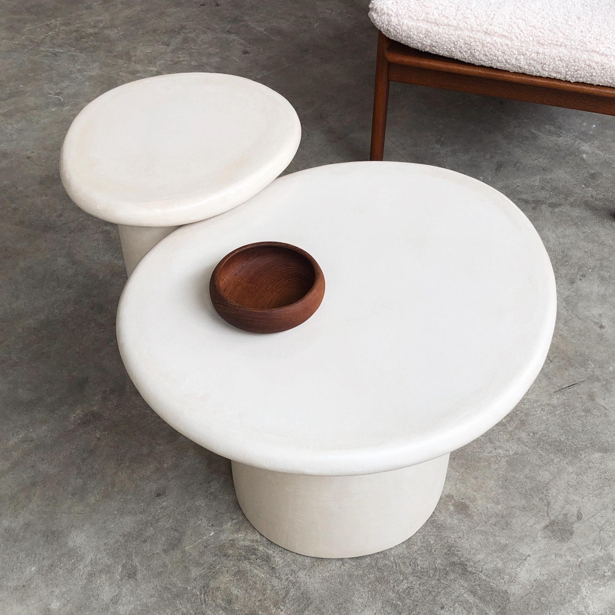 Belgian Organic Shaped Natural Plaster Coffee Table Set by Isabelle Beaumont For Sale